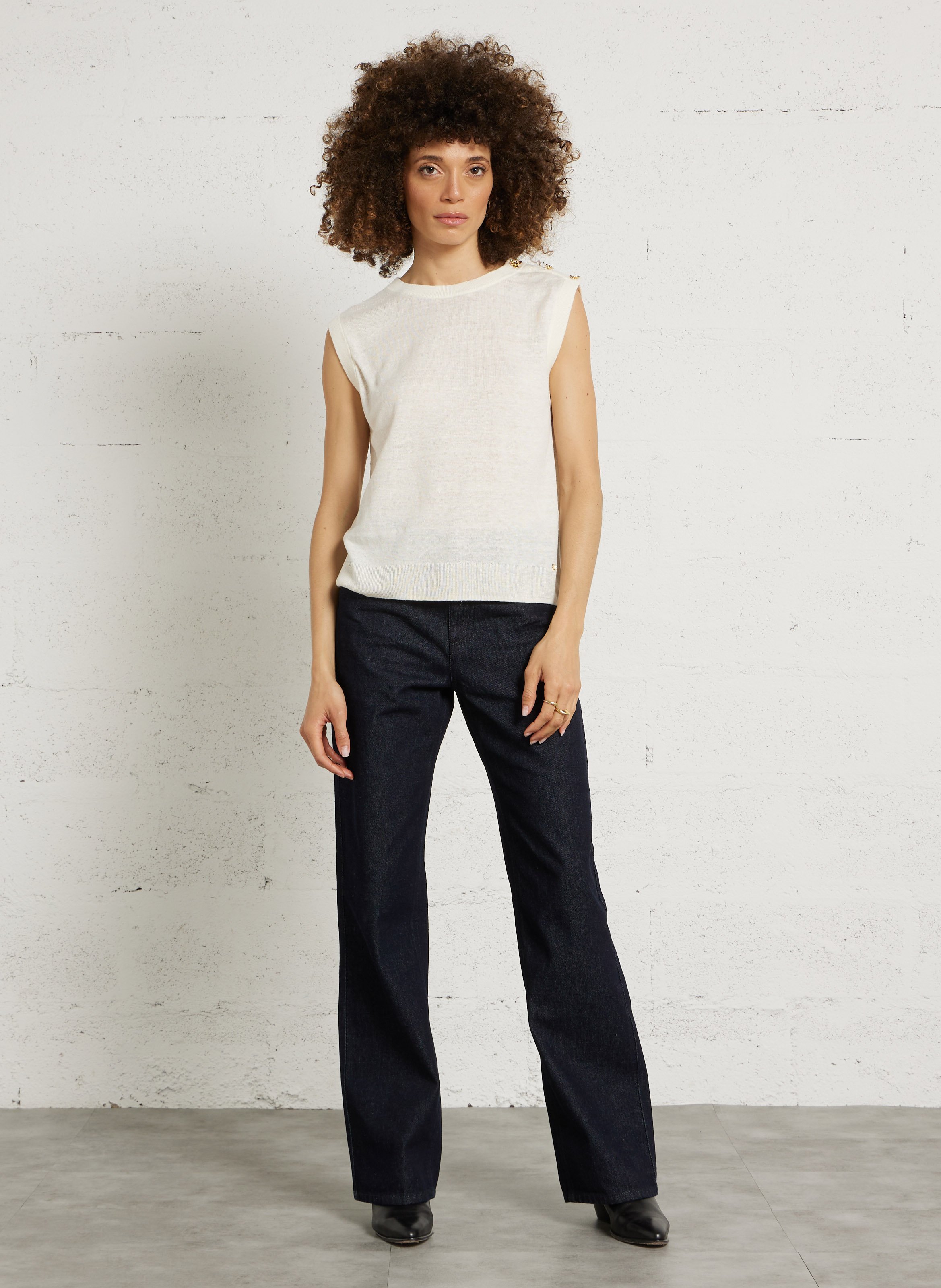 Jean bootcut taille haute en coton livie IKKS Bleu