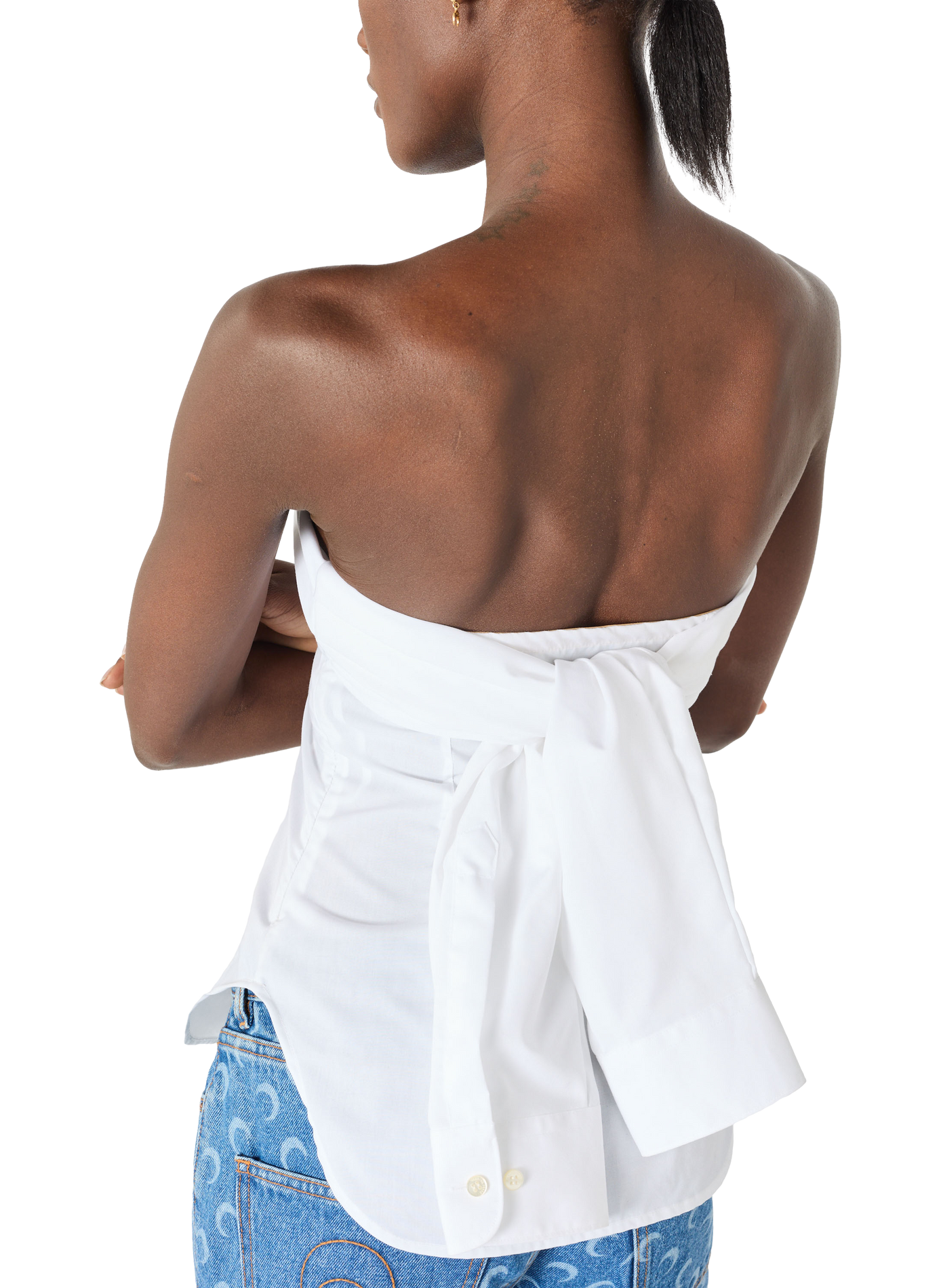 Haut dos nu en chemises upcyclées MARINE SERRE Blanc