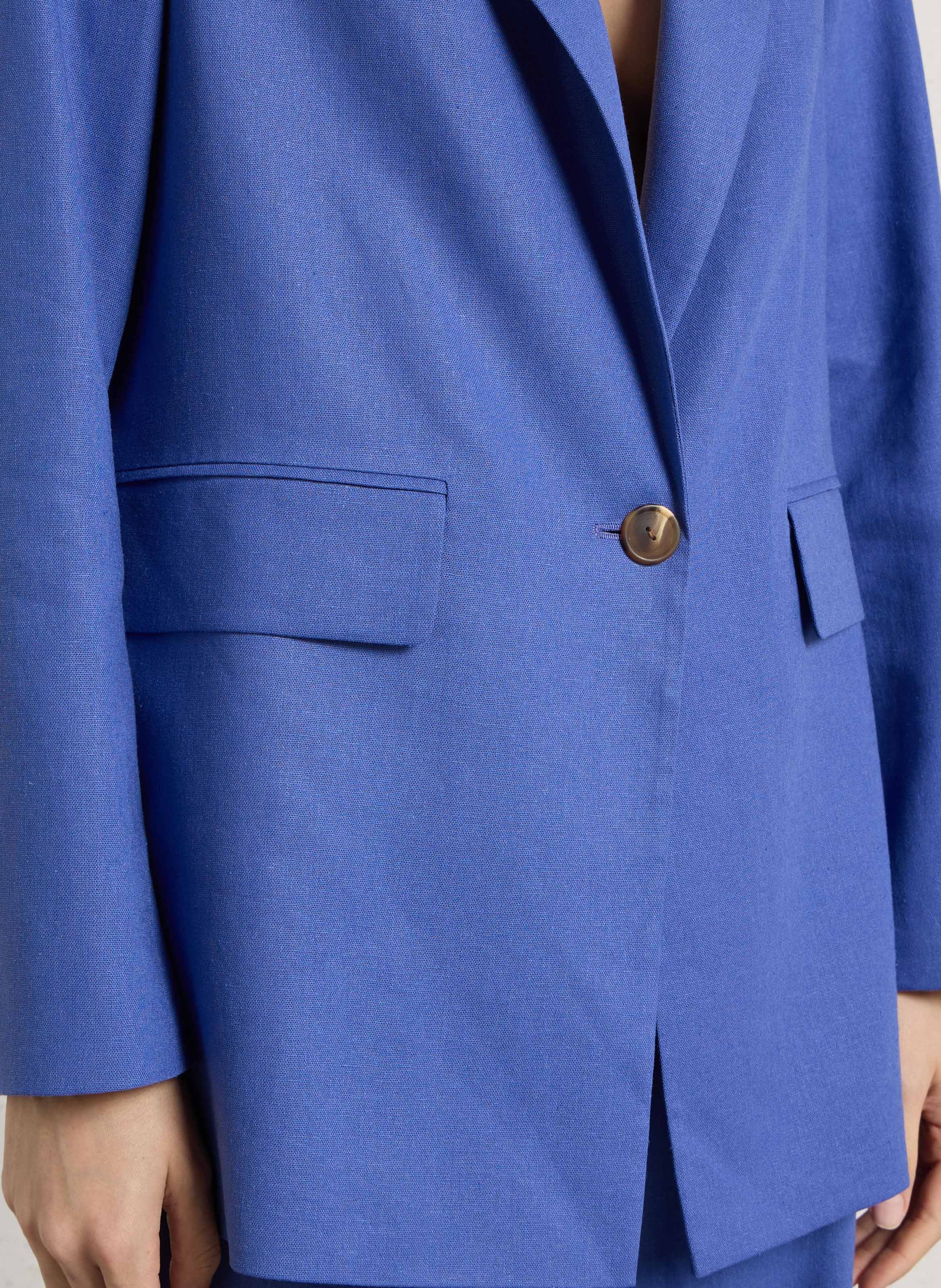 Veste tailleur droite unie en lin mélangé nelia | Violet MAISON 123 Femme
