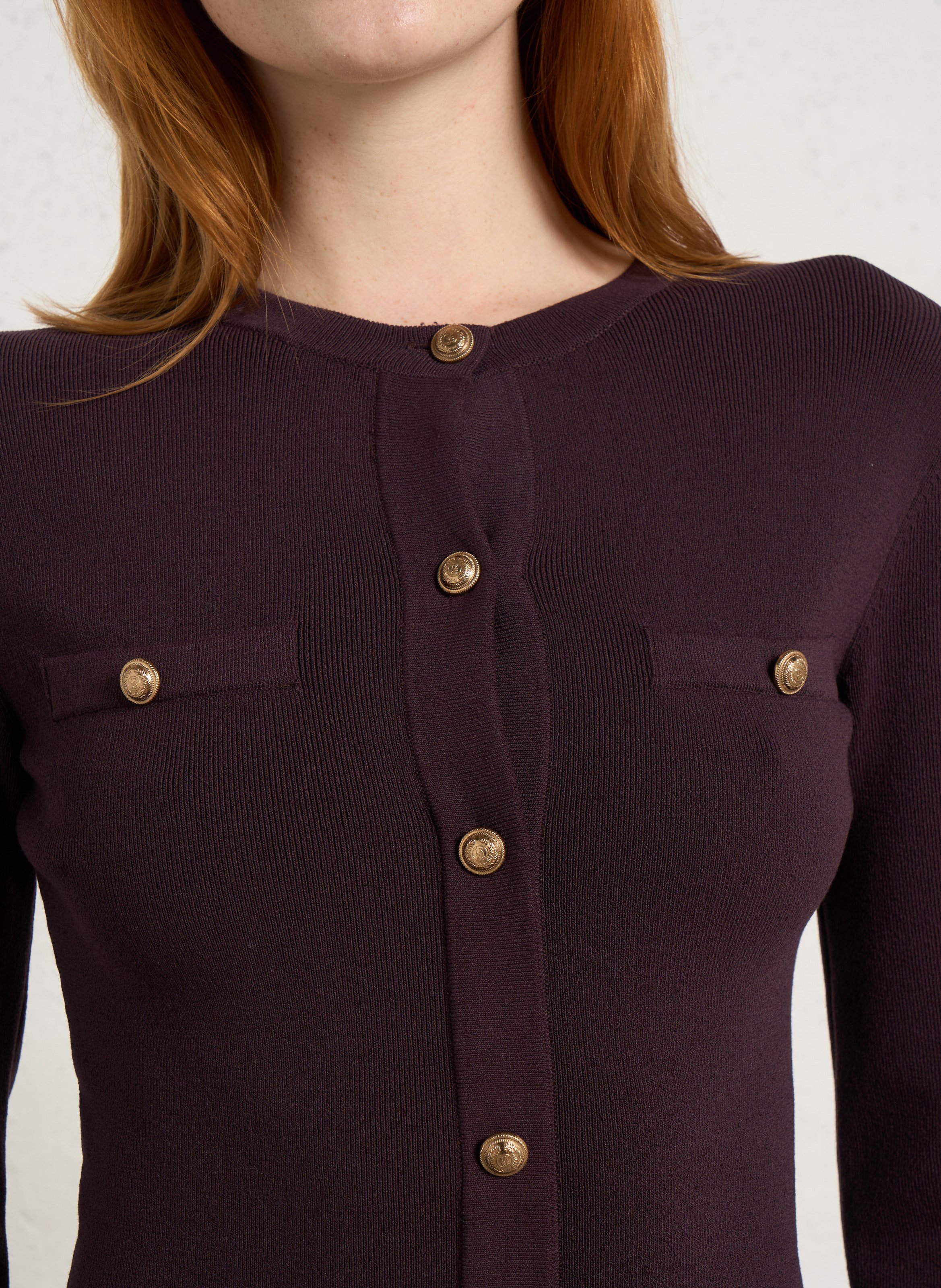 Robe midi tricot boutonné IKKS Violet