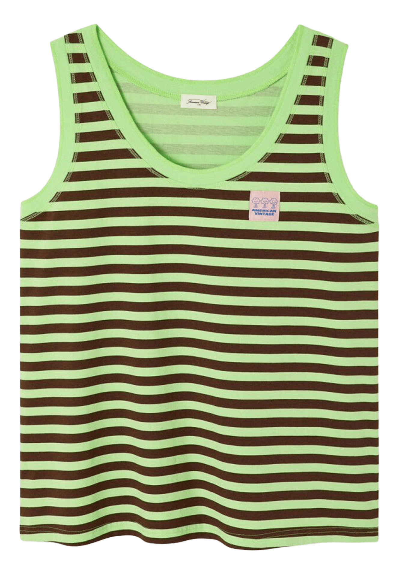 Débardeur droit rayé en coton gixy AMERICAN VINTAGE Vert