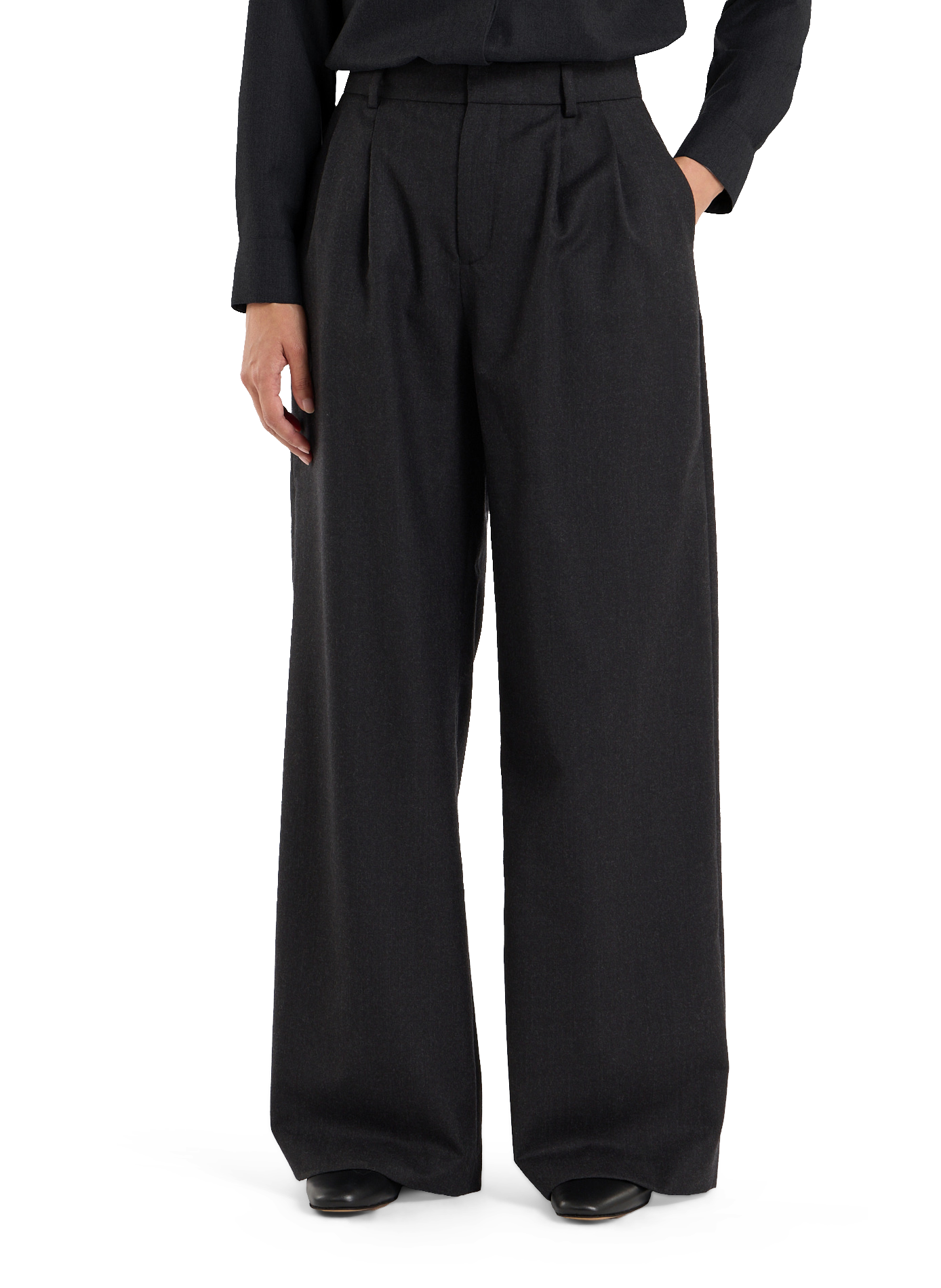 Pantalon large à plis en laine SAISON 1865 Gris