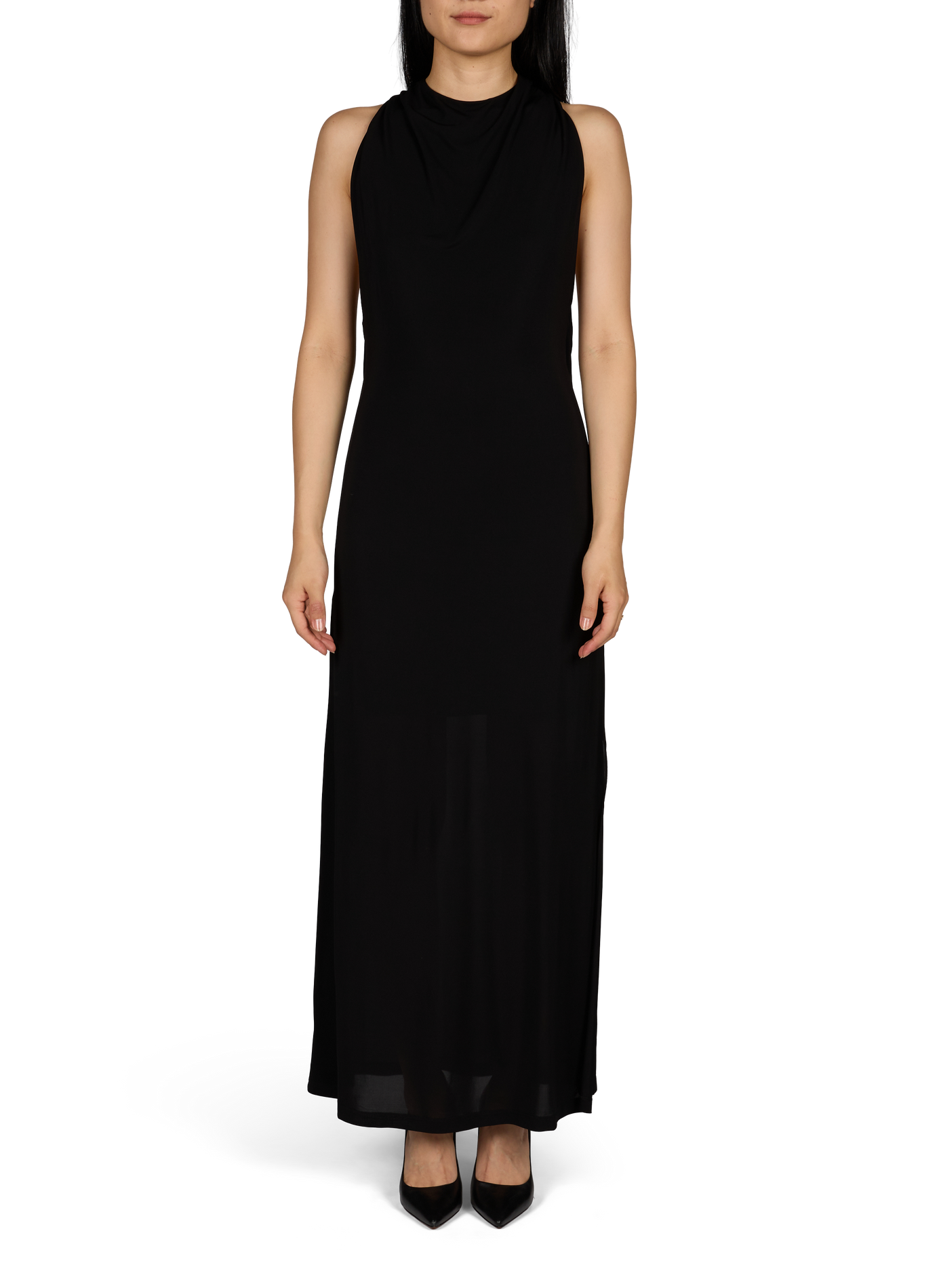 Vestido largo con escote en la espalda y abertura lateral. HELMUT LANG Negro