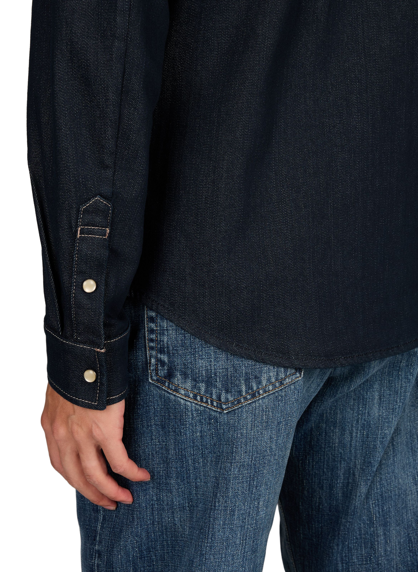 Chemise à col classique en denim de coton mélangé MONCLER Bleu