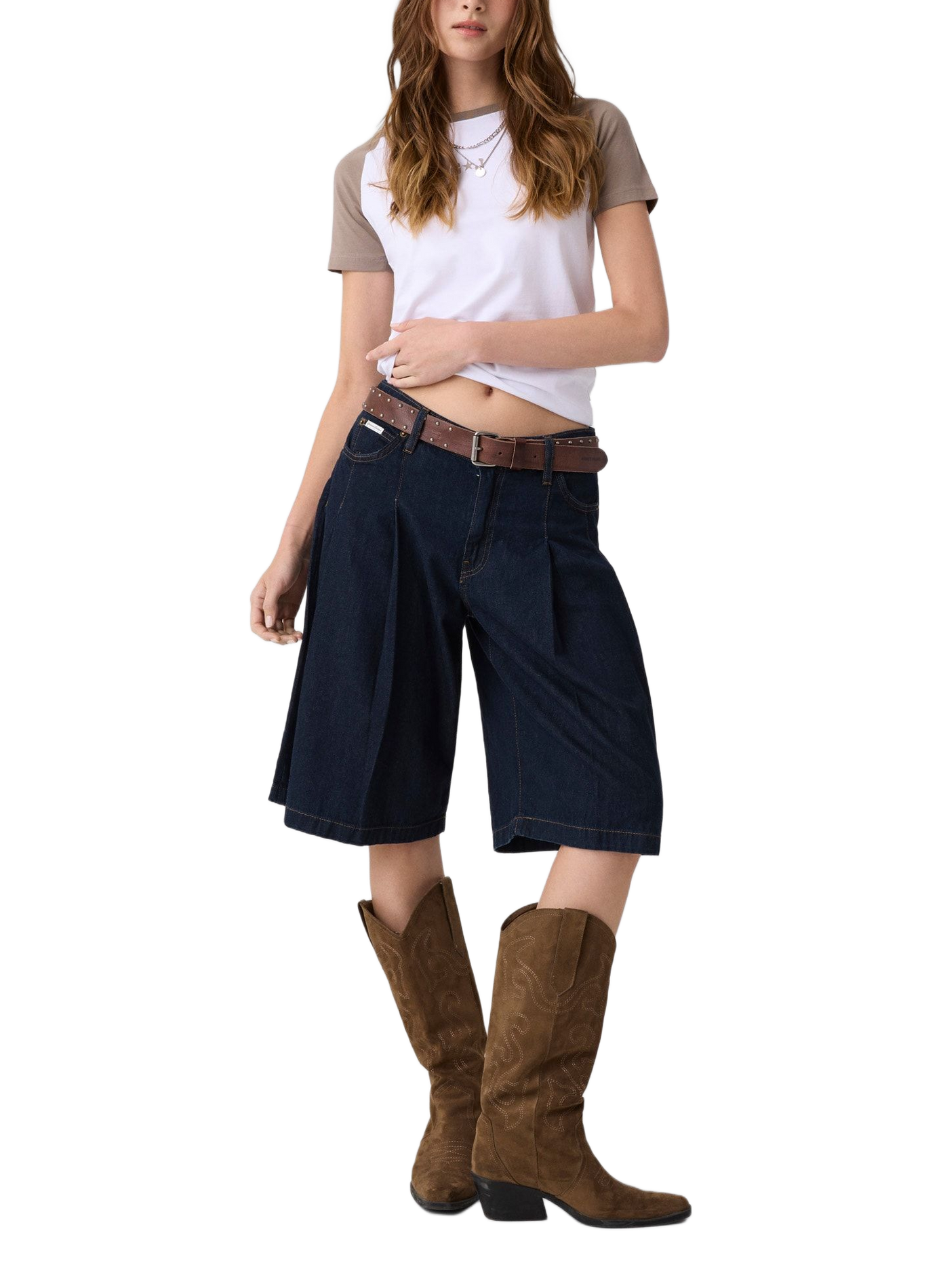 Straight-cut cotton-blend T-shirt with round neck GUESS White