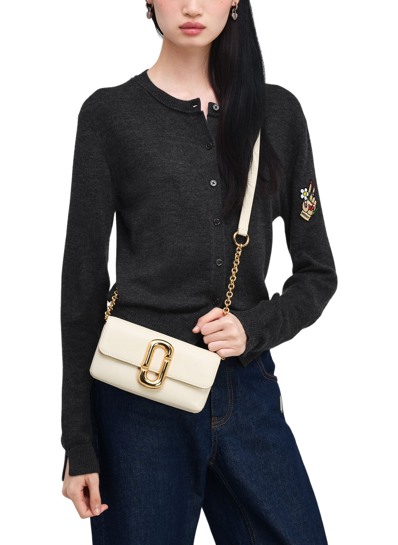 Portefeuille The Scene sur chaîne en cuir MARC JACOBS Blanc
