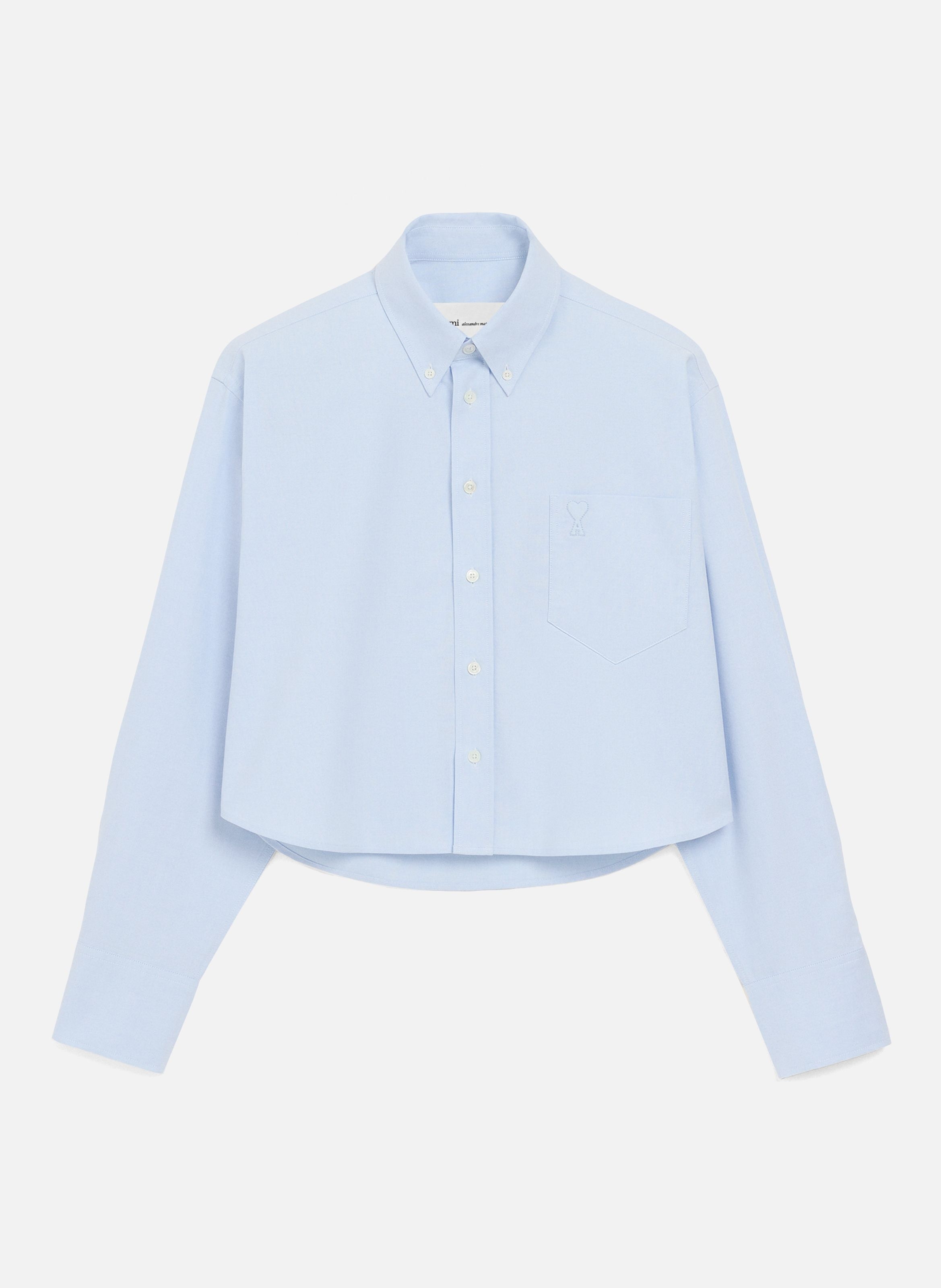 Chemise croppée oversize ami de coeur en coton AMI PARIS Bleu