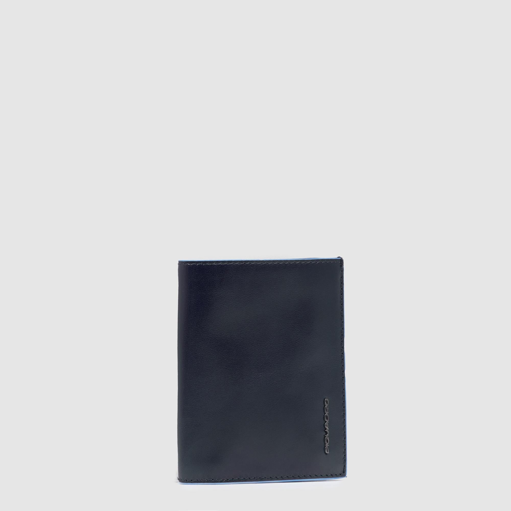 Verticale herenportemonnee met munthouder PIQUADRO Blauw