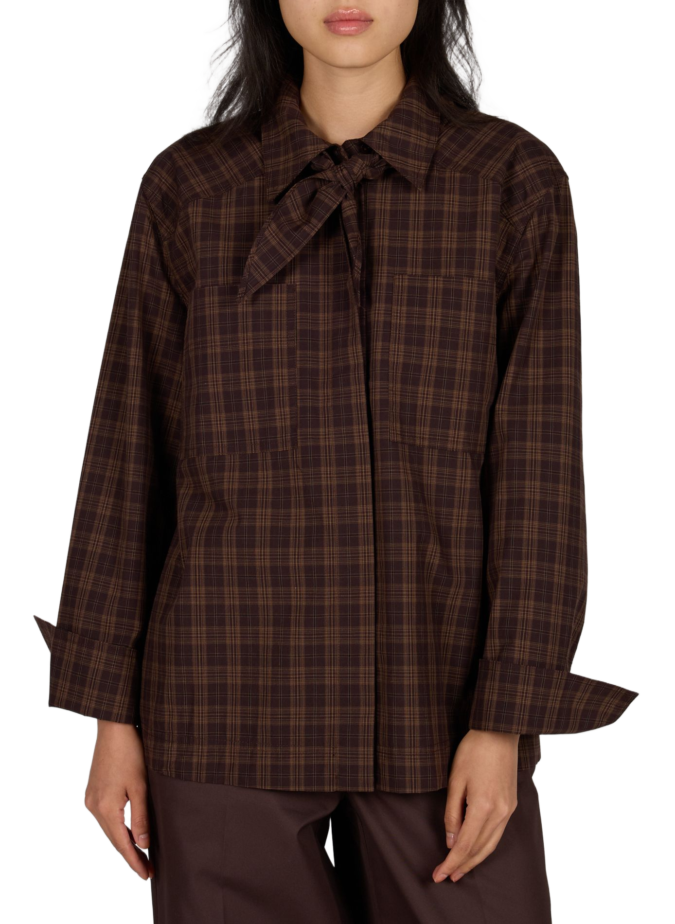 Bluse ROURONA mit Baumwollschal ROUGE EDIT Braun