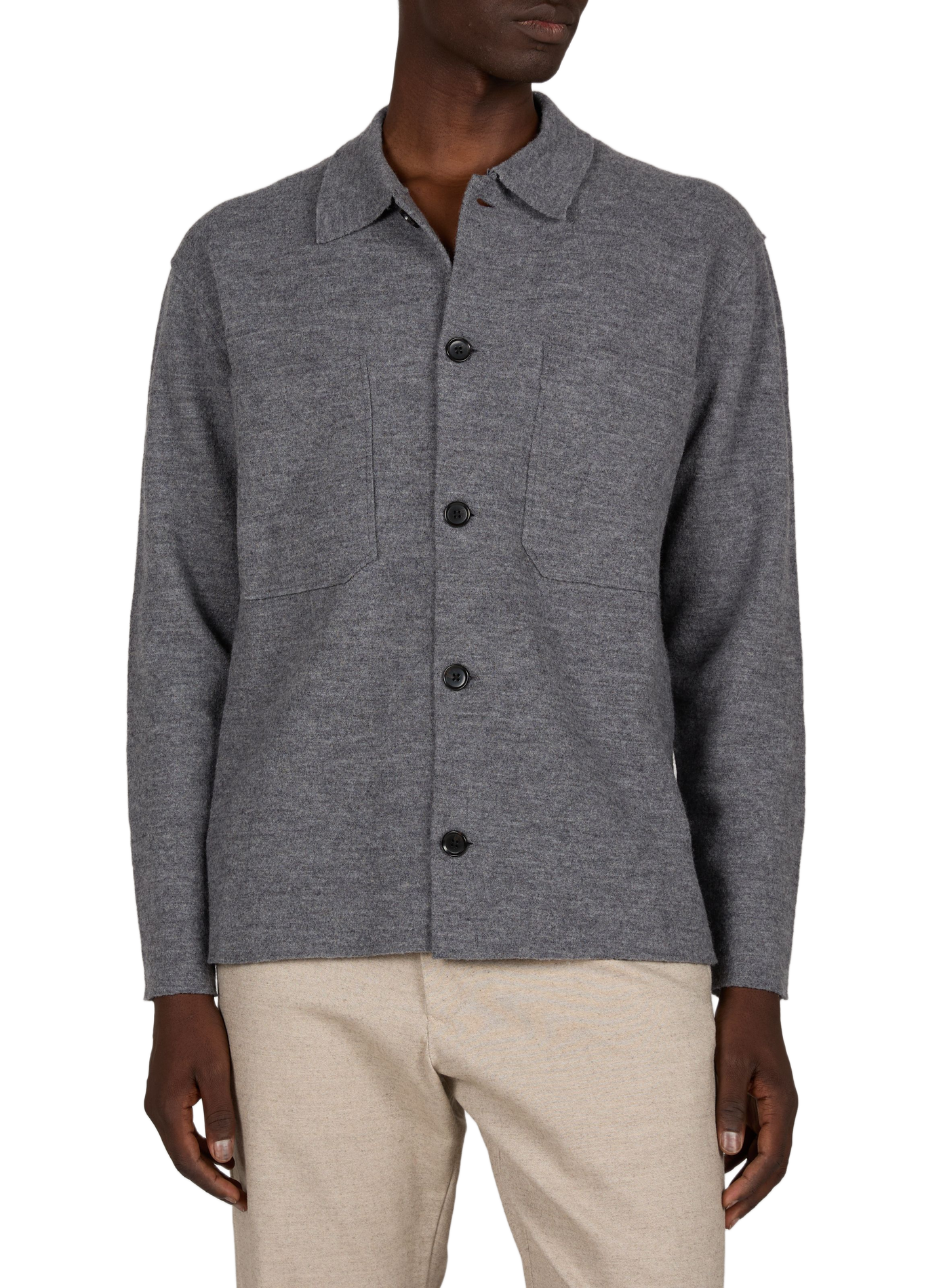 Straight merino wool overshirt NN.07 Grey