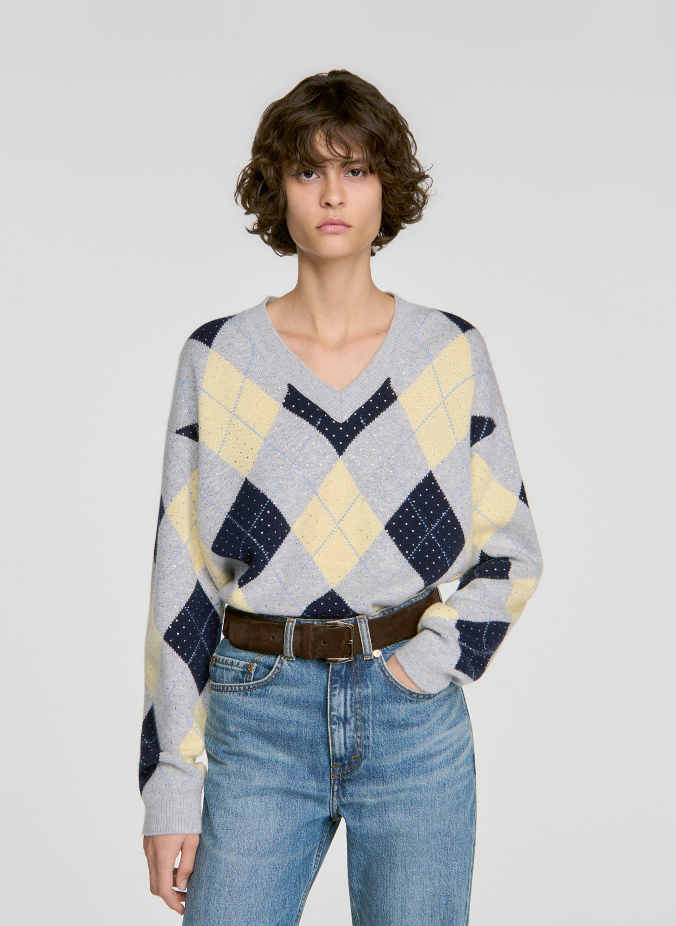 Pull oversize en laine SANDRO Gris