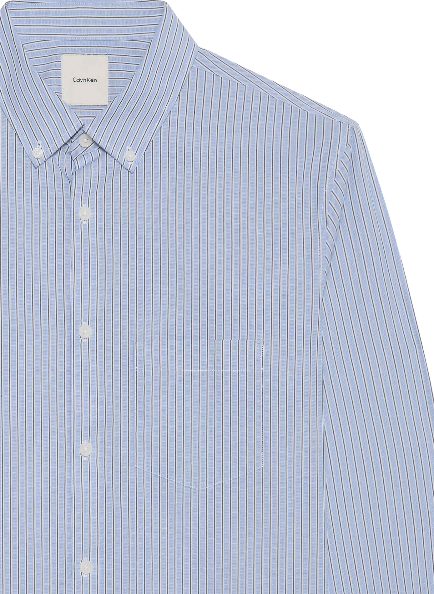 Chemise droite col boutonné rayé en coton CALVIN KLEIN Bleu
