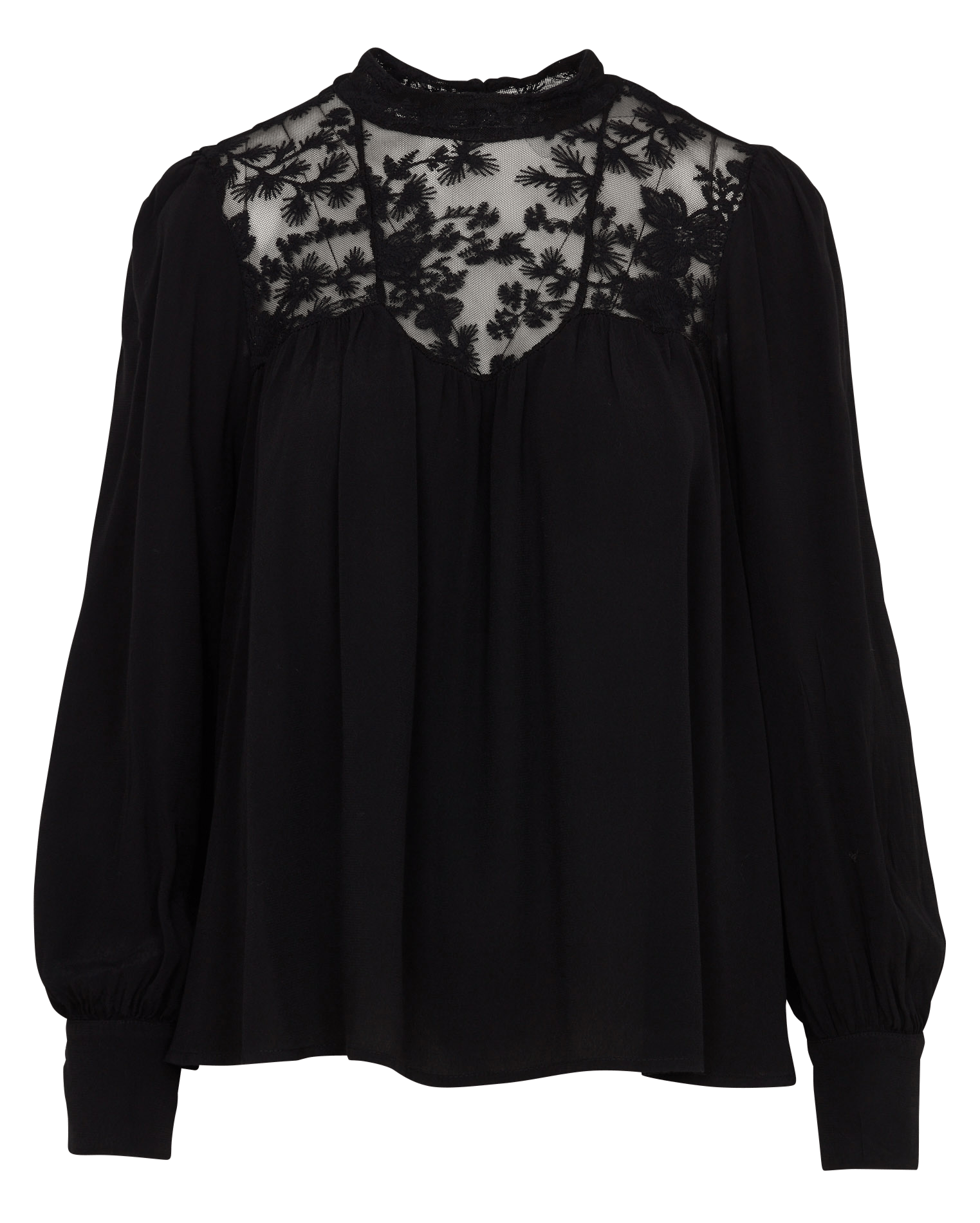 Blouse met lange mouwen van kant LA FEE MARABOUTEE Zwart
