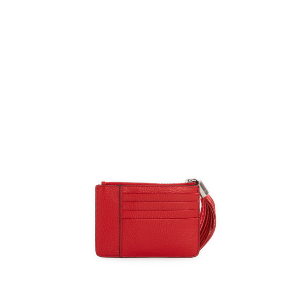 Lancel Leather Card Holder In Red