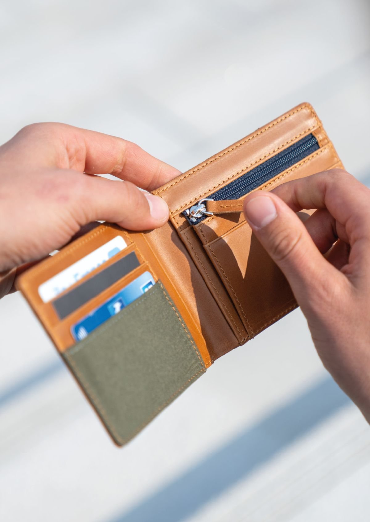 Portefeuille en cuir BILLYBELT Kaki