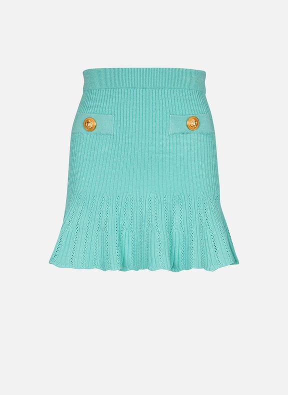 Jupe patineuse en maille Bleu by BALMAIN BALMAIN Jupe patineuse en maille Bleu