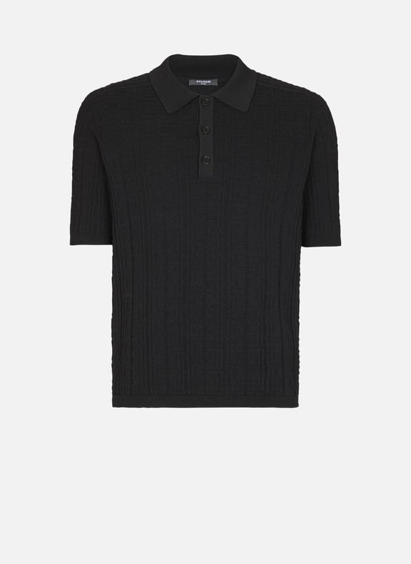 Polo en maille monogrammée Noir by BALMAIN BALMAIN Polo en maille monogrammée Noir