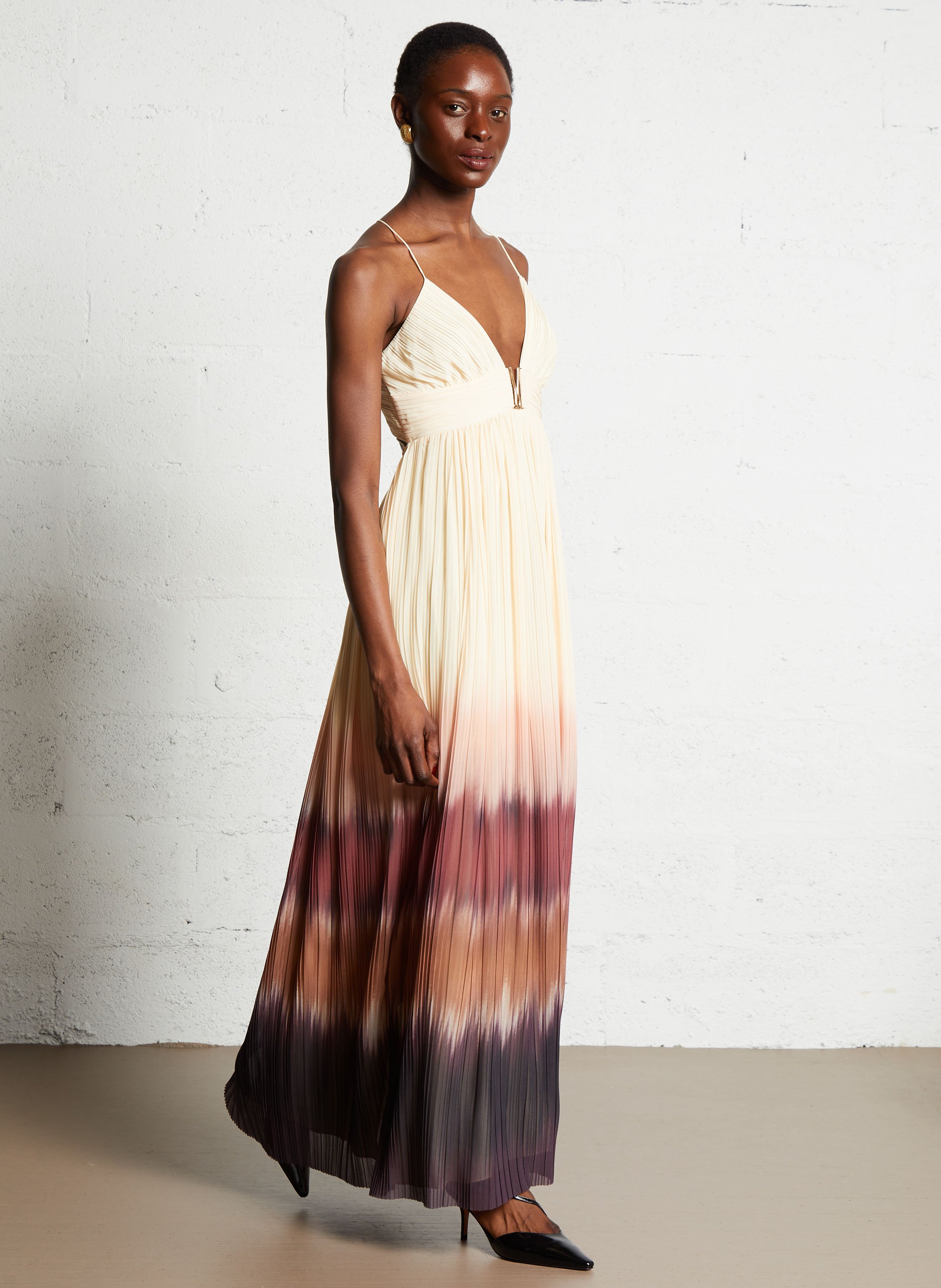 BA&SH Robe longue plissée wila Rose