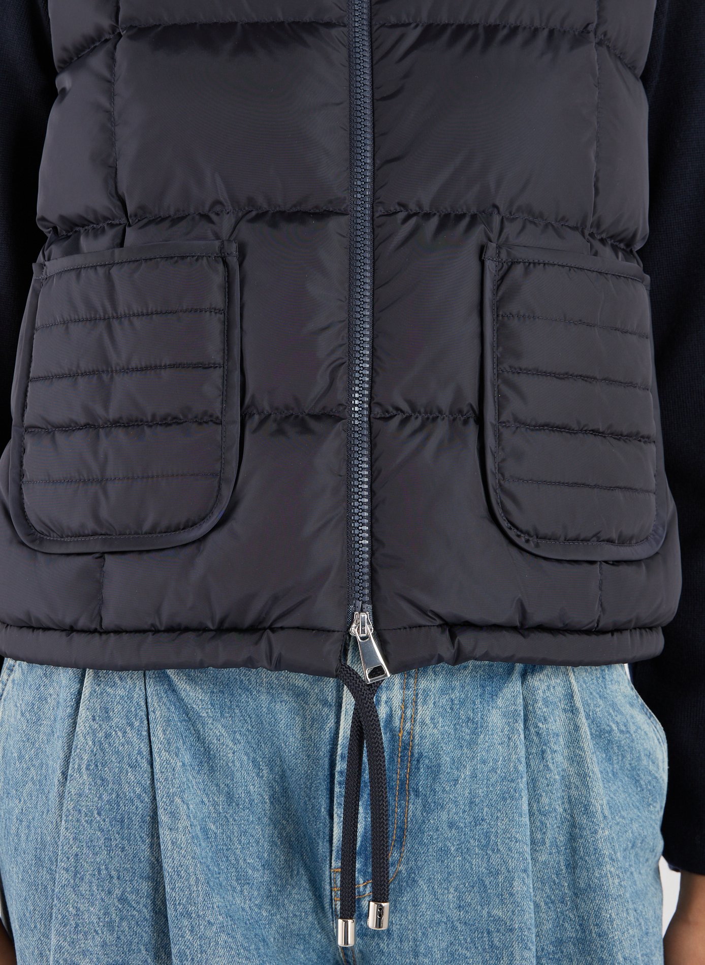 Bi-material blazer jacket MONCLER Blue