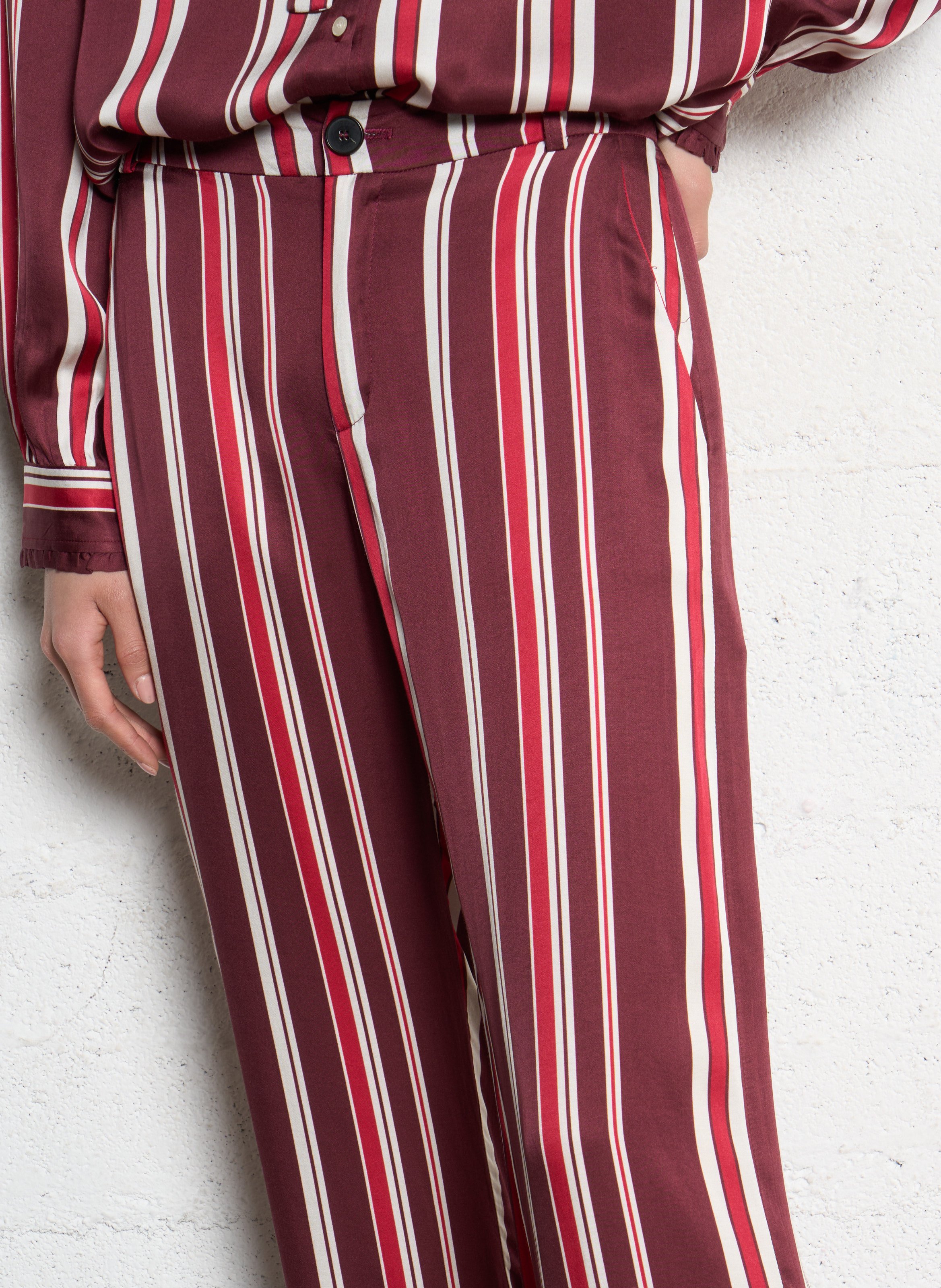 Pantalon droit à rayures IKKS Rose