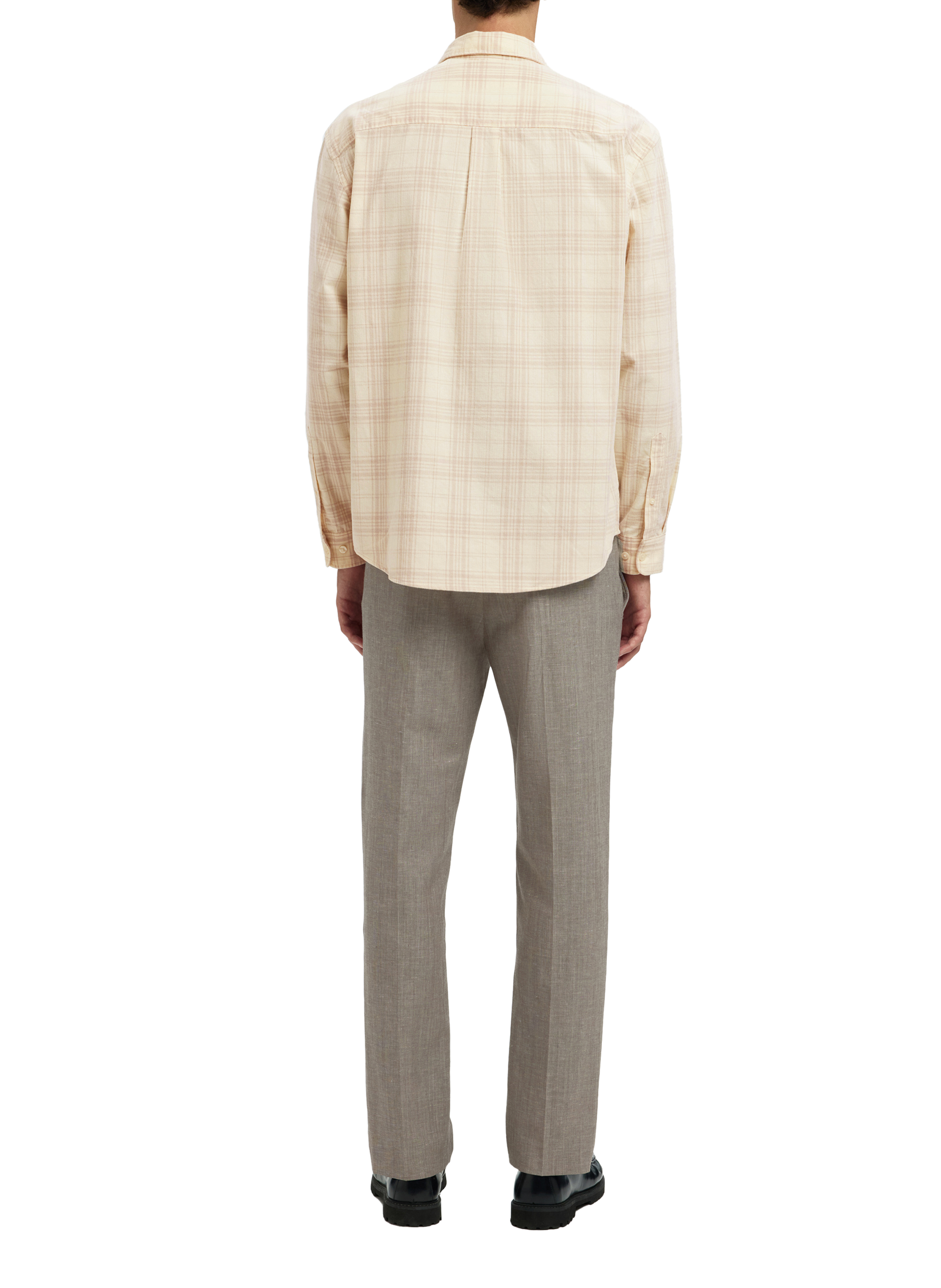 Chemise col classique à carreaux en coton SELECTED Beige