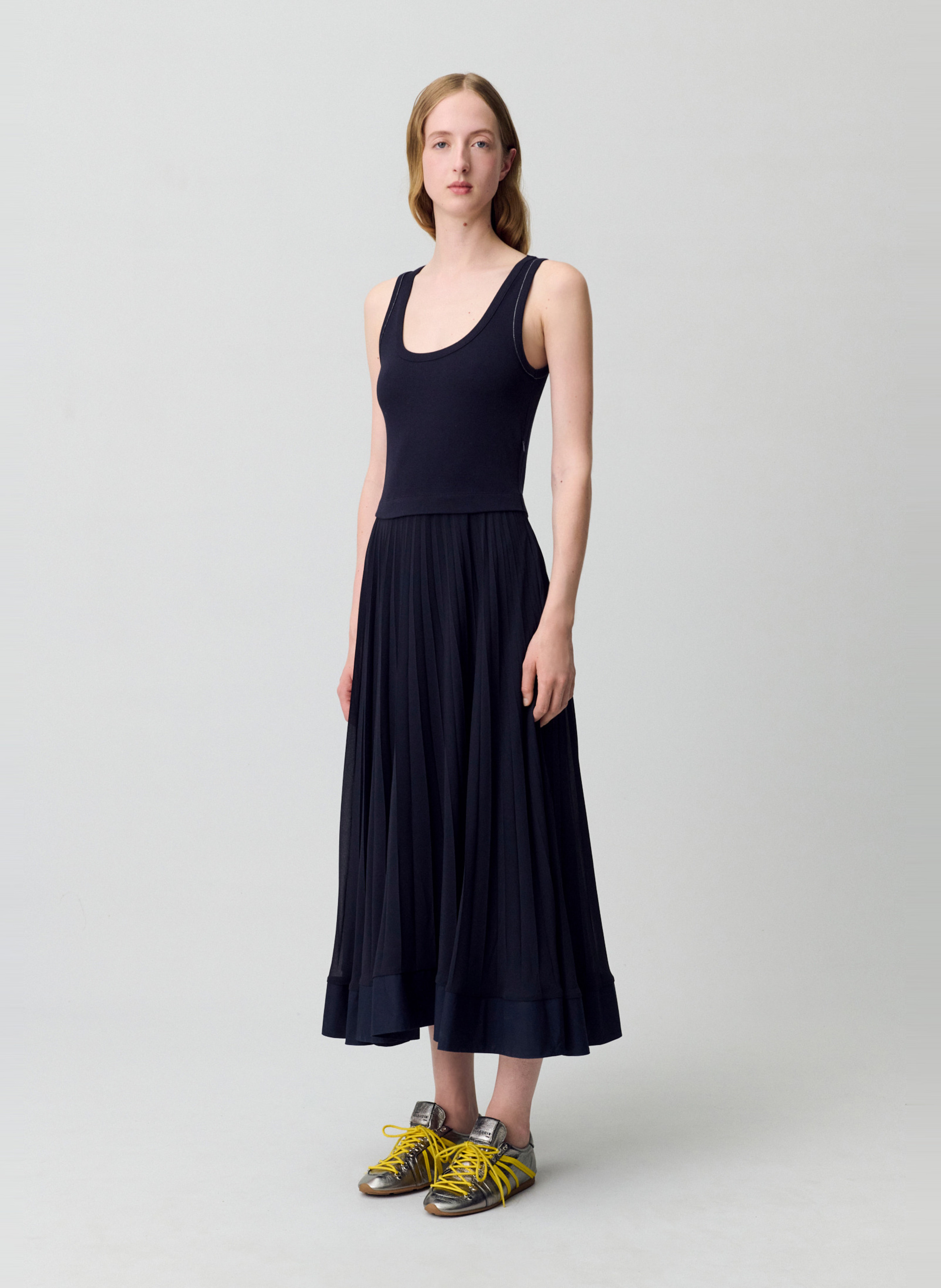 Robe longue plissée Bleu