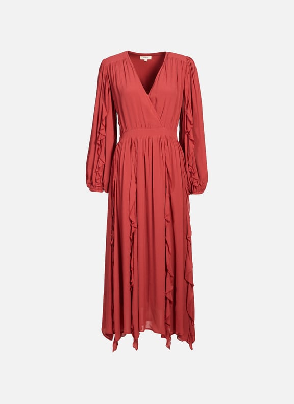 Robe cintrée longue fluide Orange by SUNCOO SUNCOO Robe cintrée longue fluide Orange