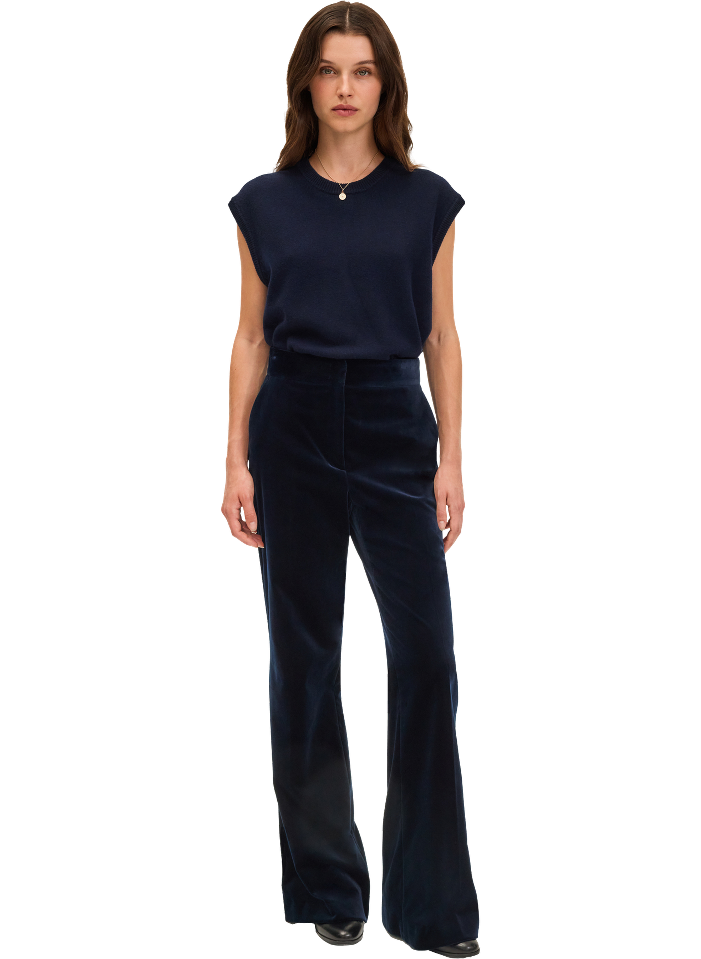 Pantalon flare en velours ras - cyana PABLO Bleu