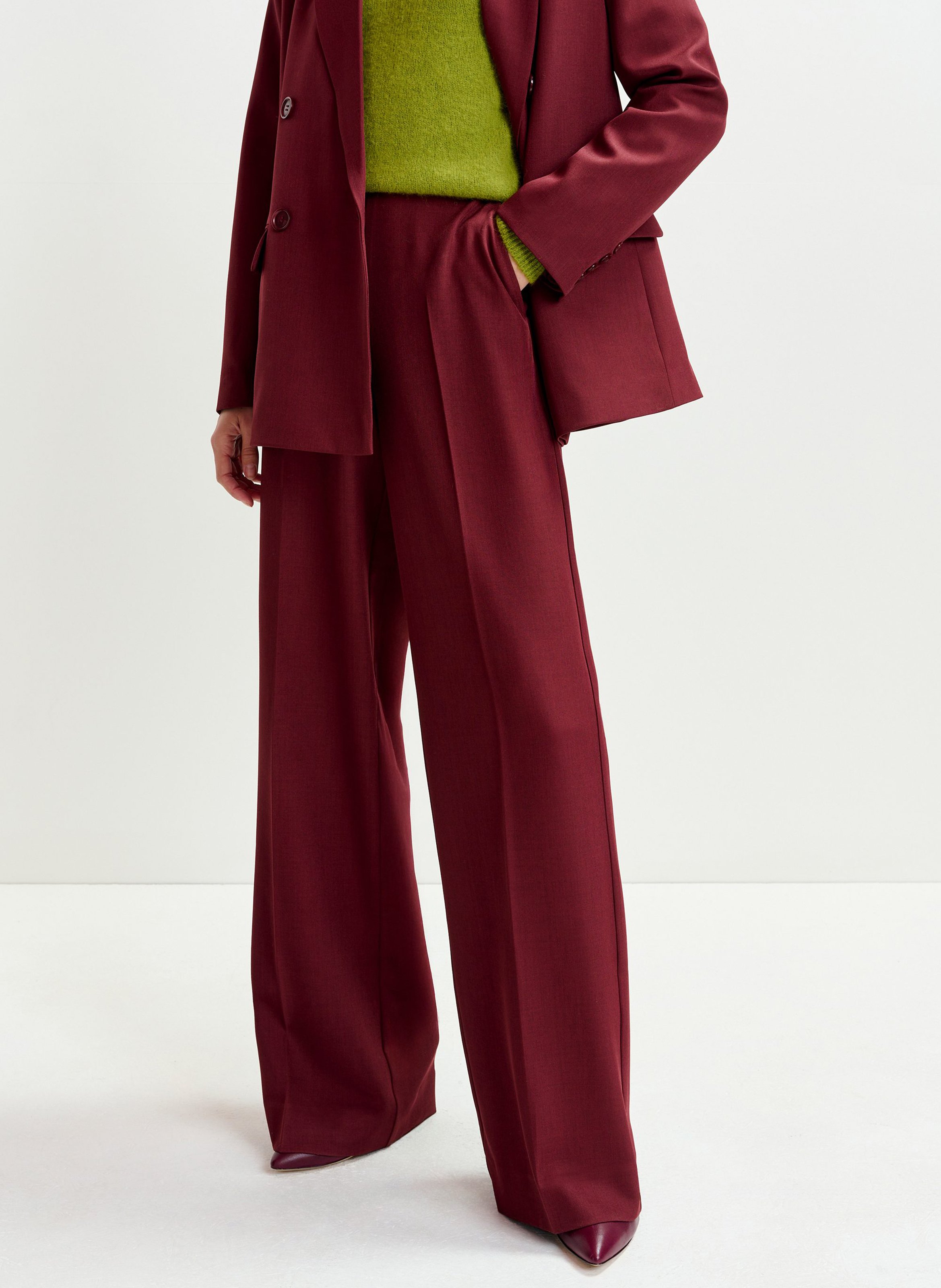 Pantalon tailleur taille haute uni izi ESSENTIEL ANTWERP Rouge