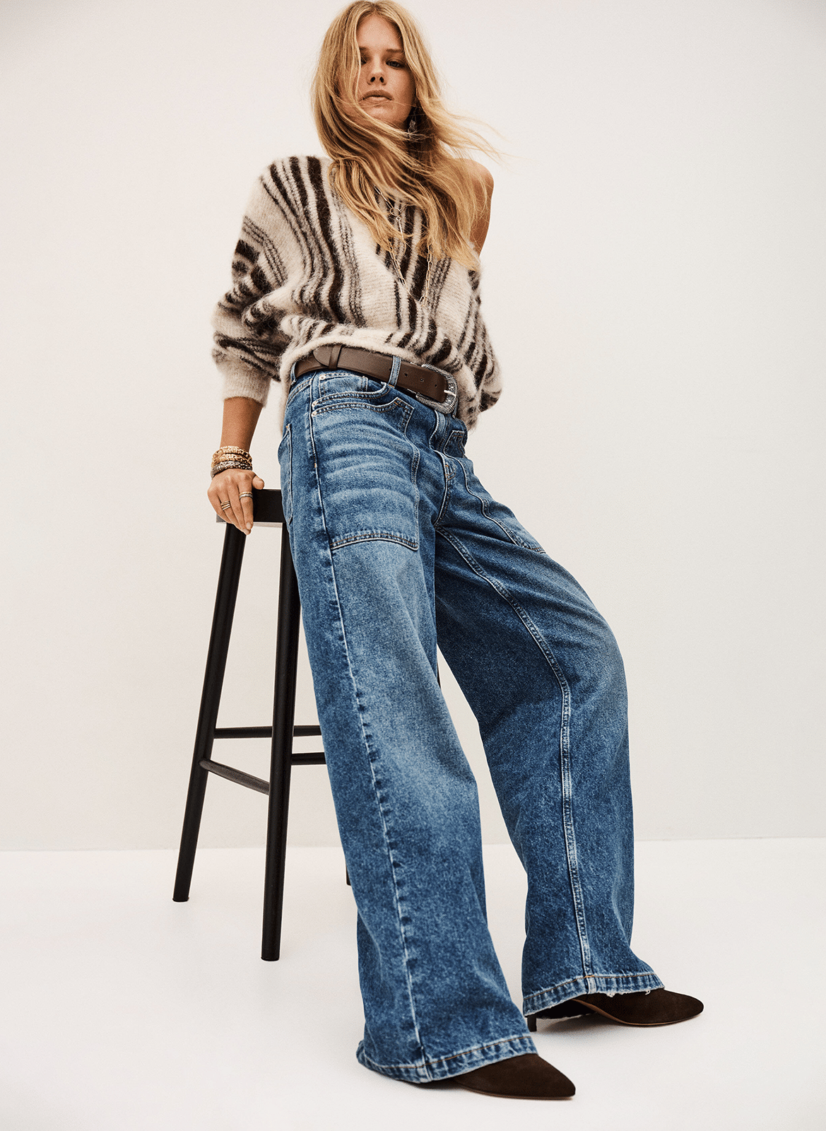 Jean large délavé zoel BA&SH Bleu