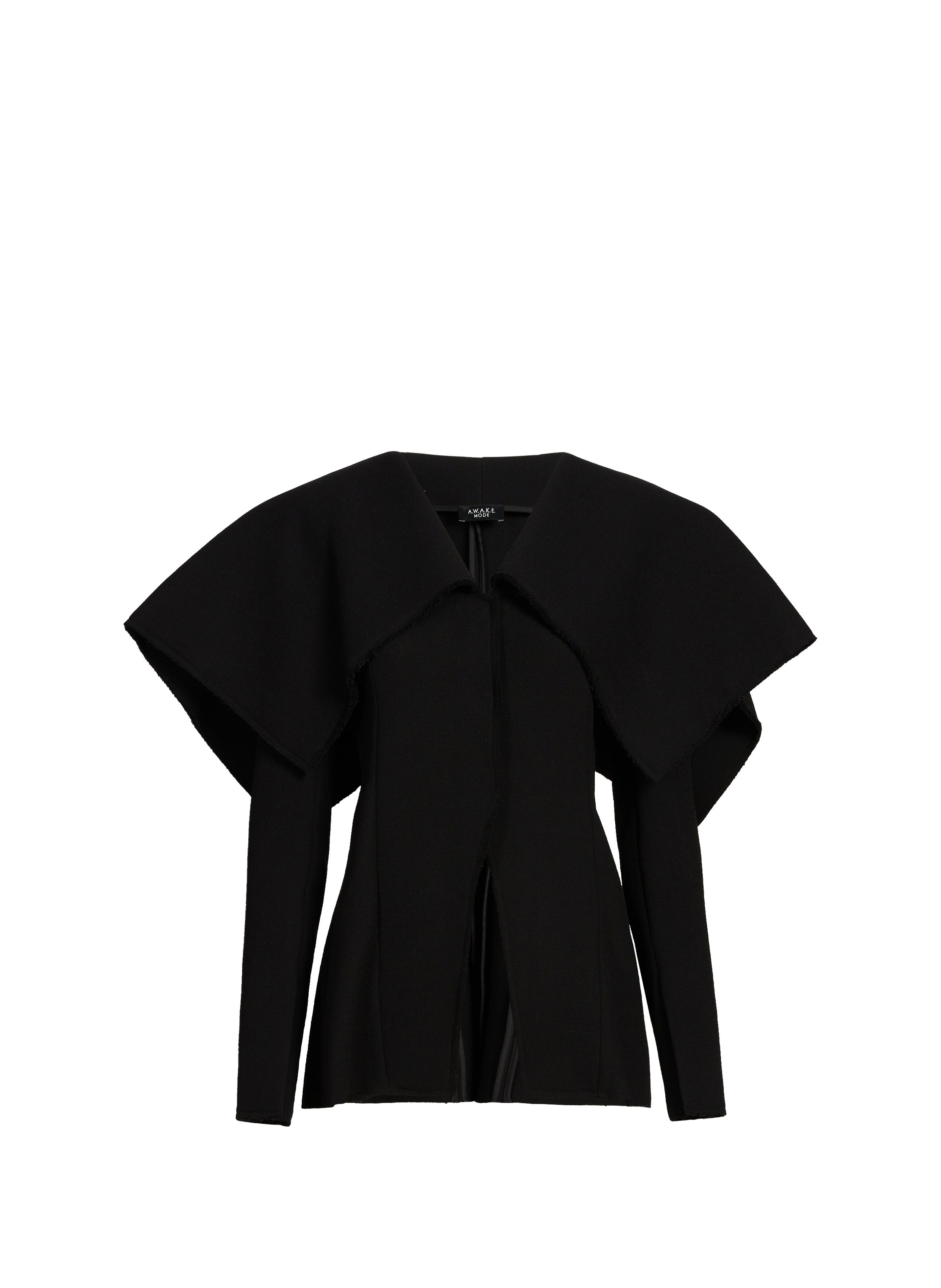 Veste cintrée à large col en laine mélangée A.W.A.K.E. MODE Noir