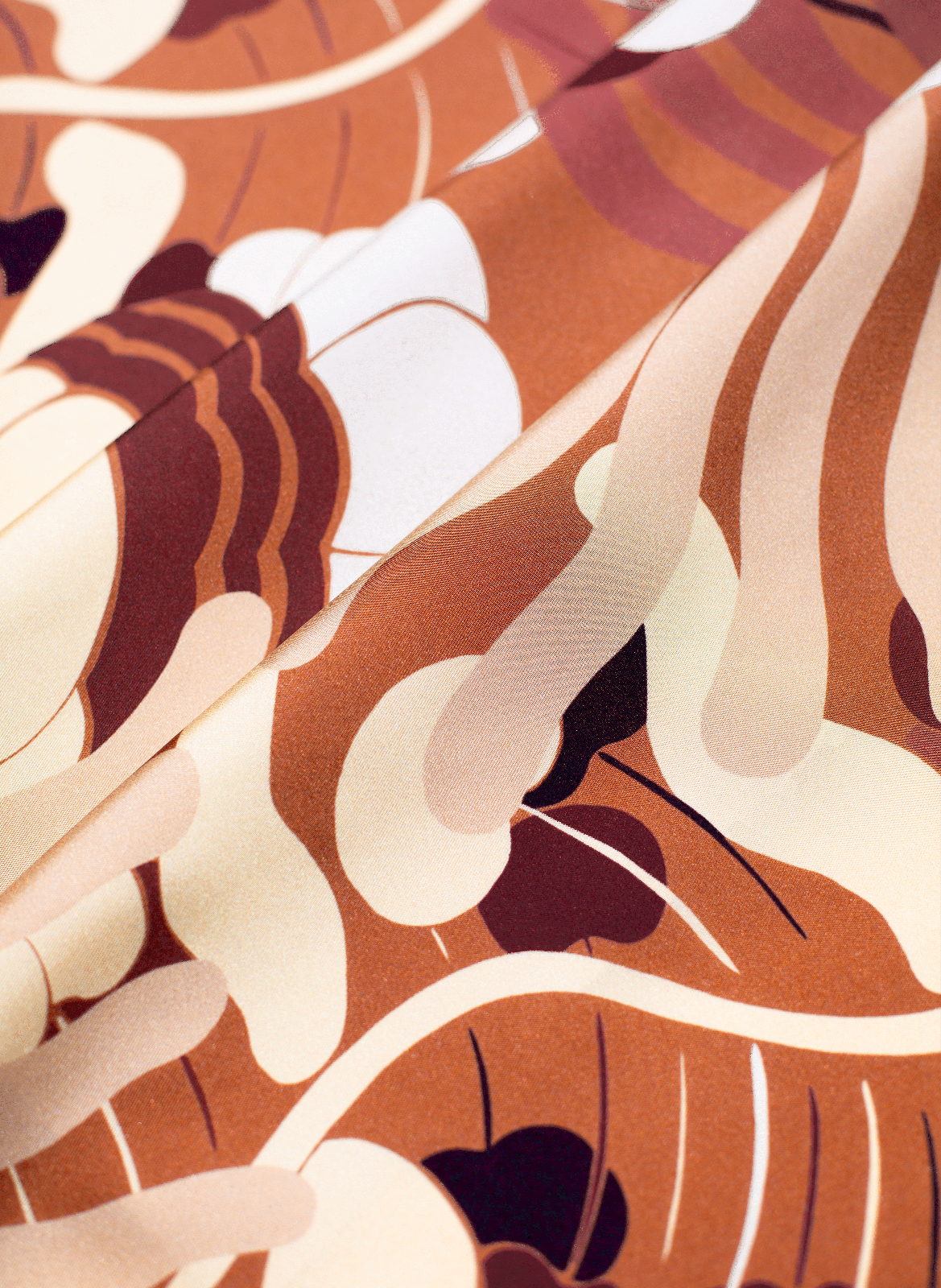 Jardin d'Hiver Moka - Carré 45 imprimé en soie PETITJEAN PARIS Multicolore