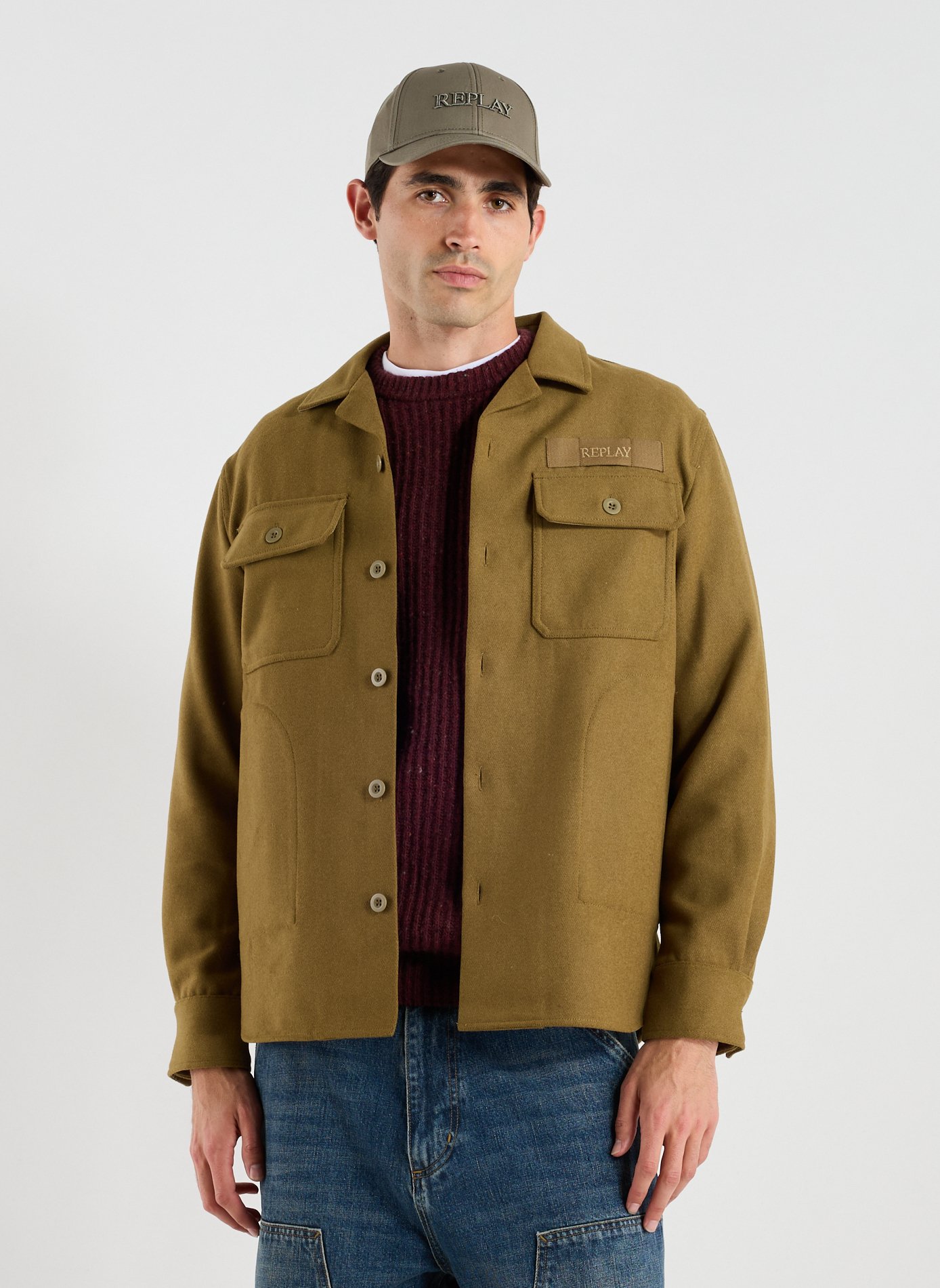 REPLAY Surchemise en laine mélangée  Vert