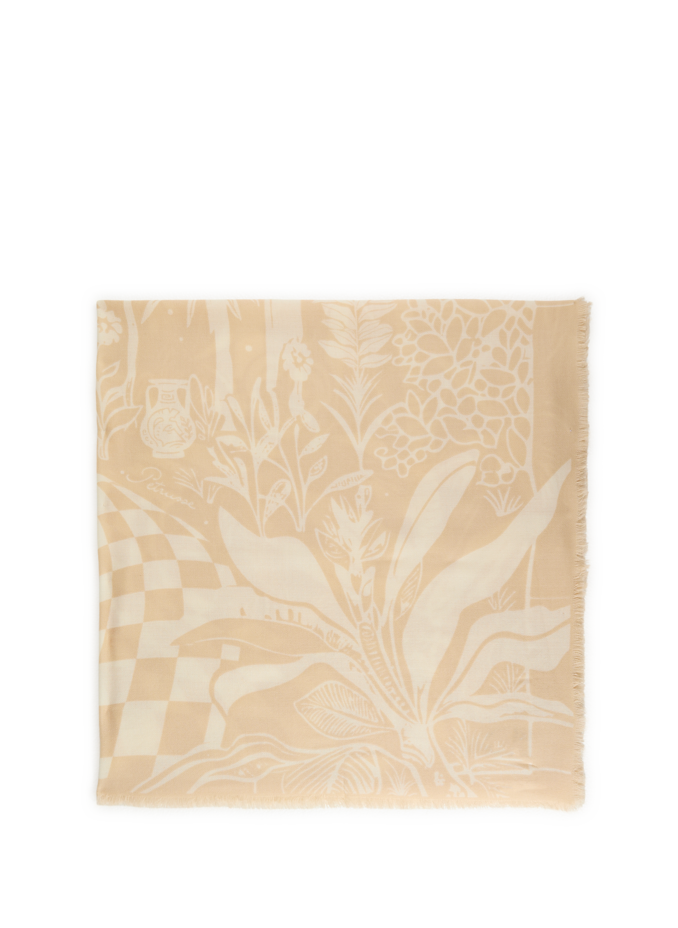 PETRUSSE Printed wool scarf Beige