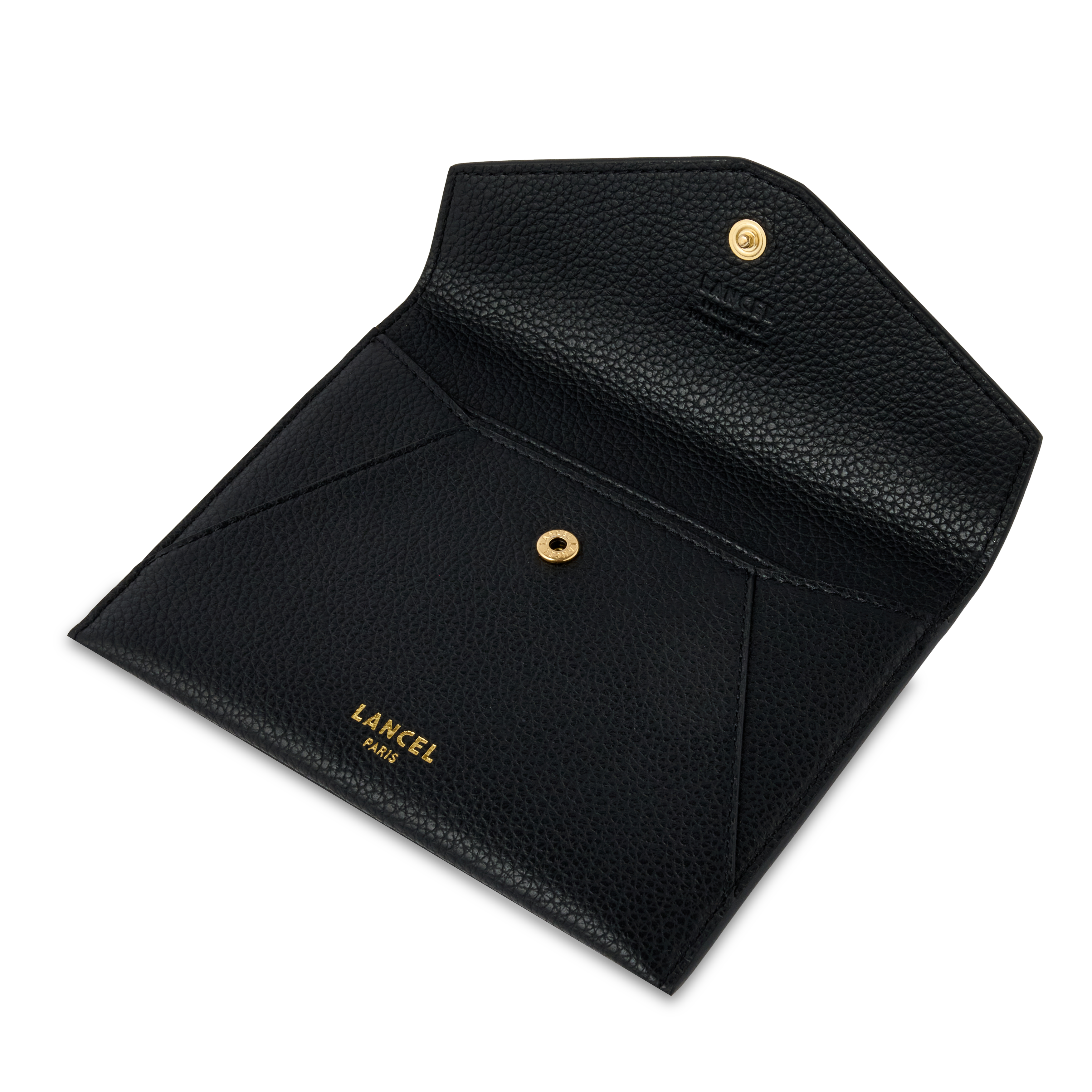 Enveloppe rabat m enveloppe de lancel en cuir LANCEL Noir