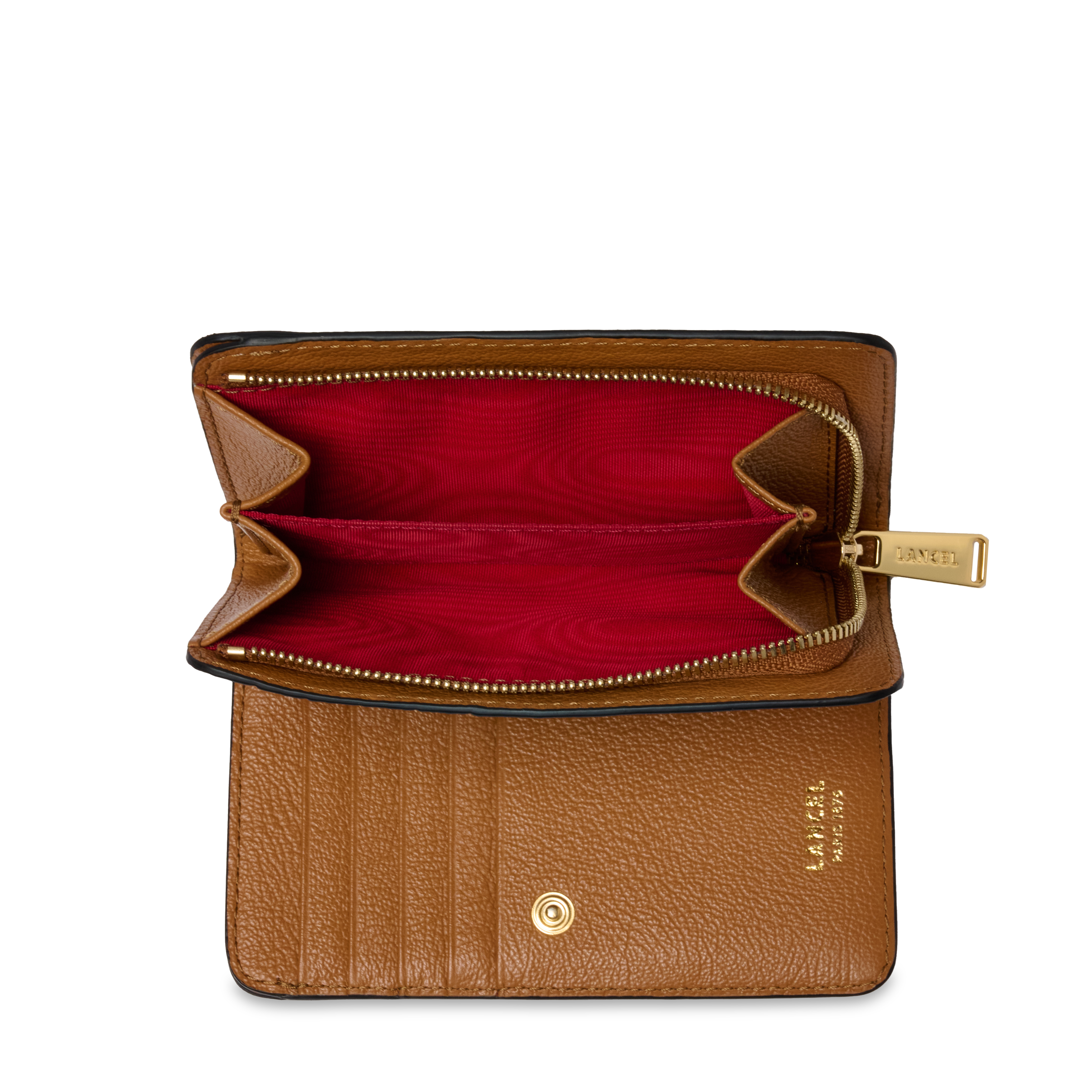 Portefeuille rectangulaire zippé bcbg de lancel en cuir LANCEL Marron