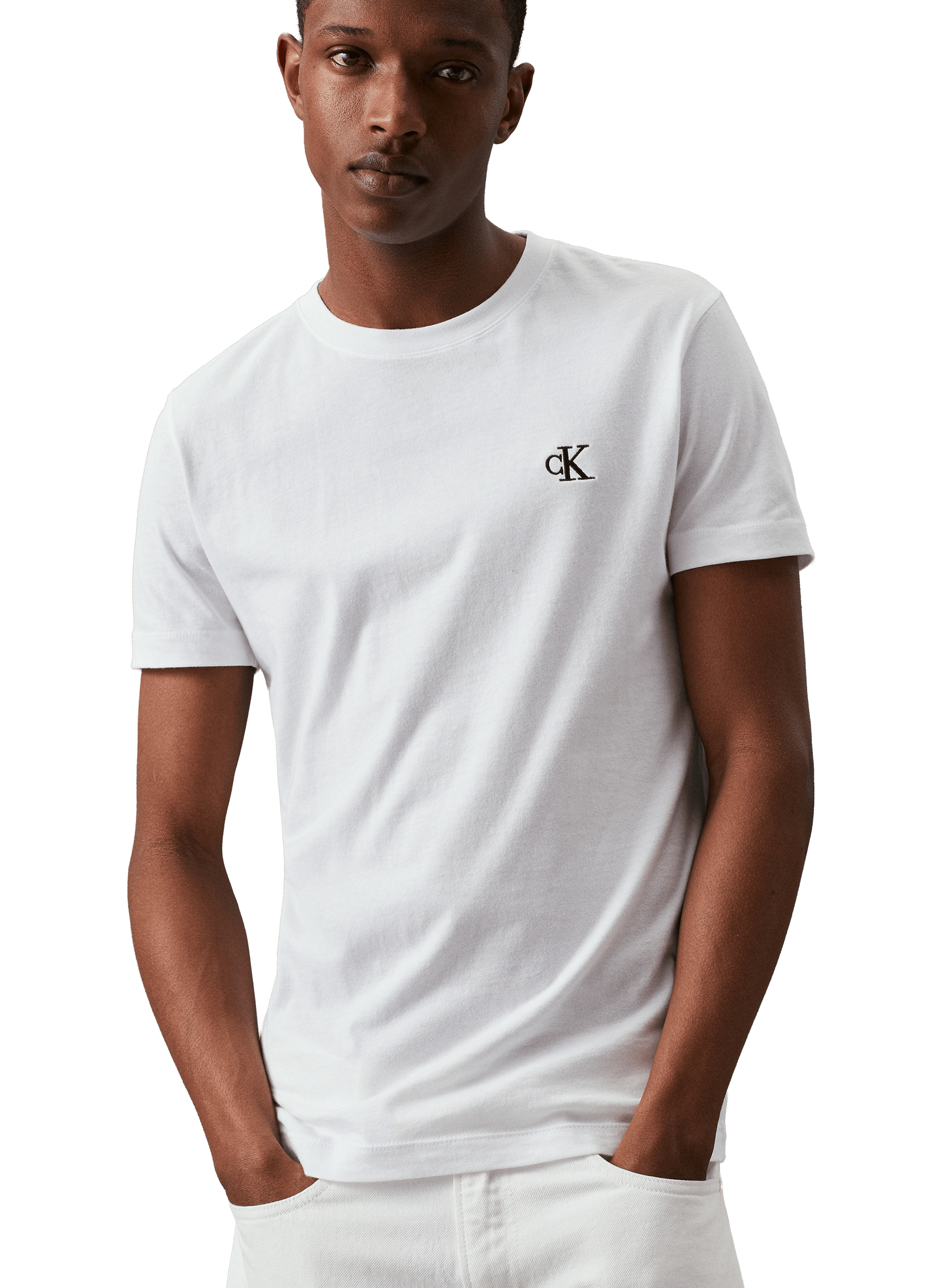 CALVIN KLEIN Round-neck cotton T-shirt White