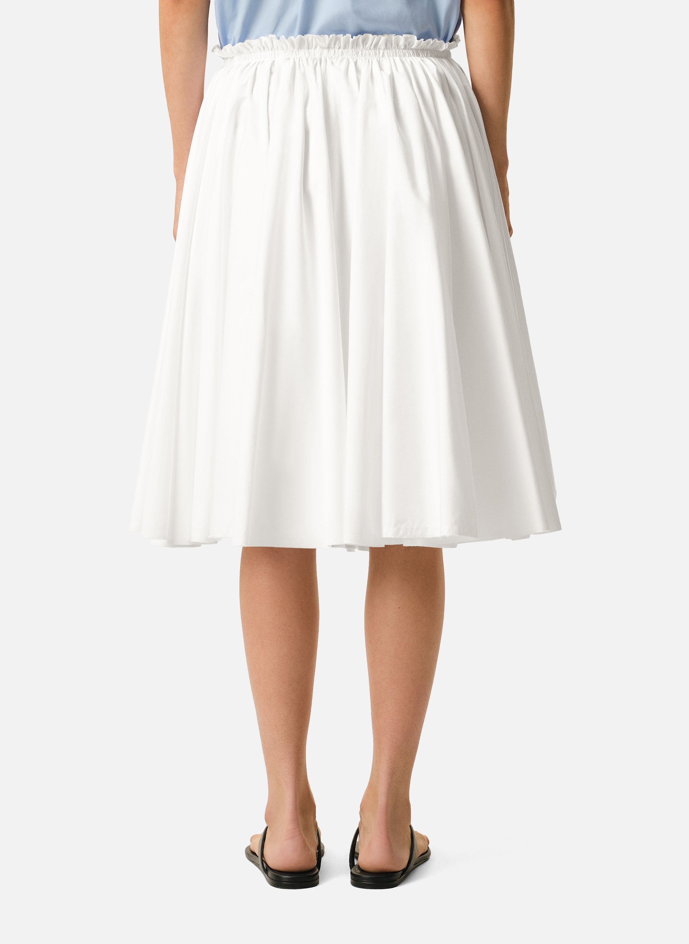 Jupe corolle midi en coton AMI PARIS Blanc