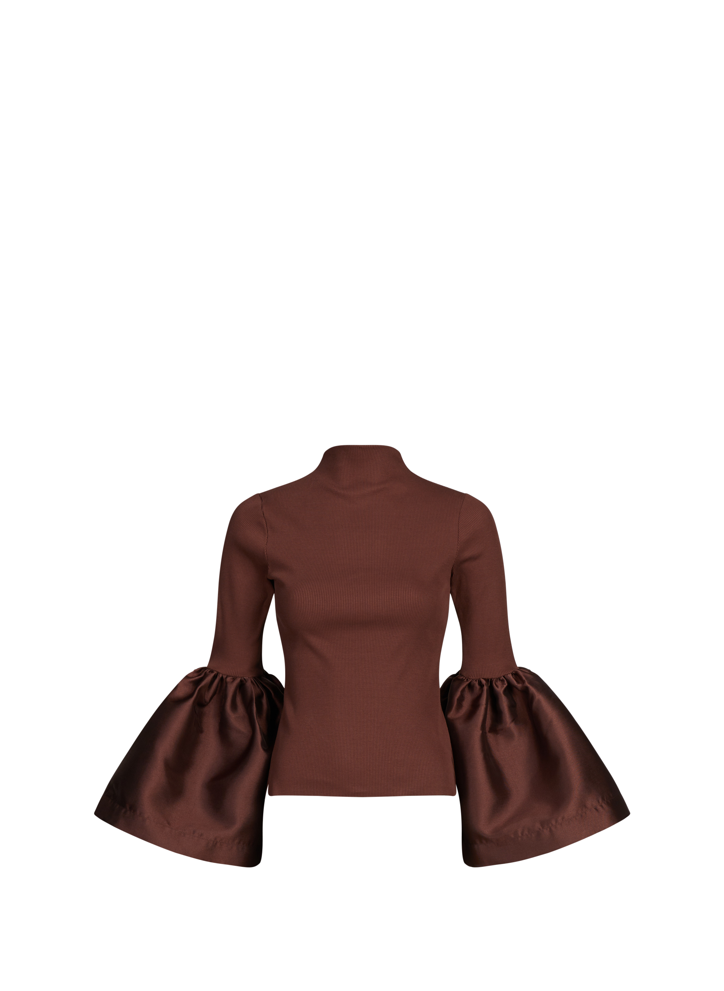 MARQUES ALMEIDA Top col montant à manches bouffantes en coton mélangé Marron