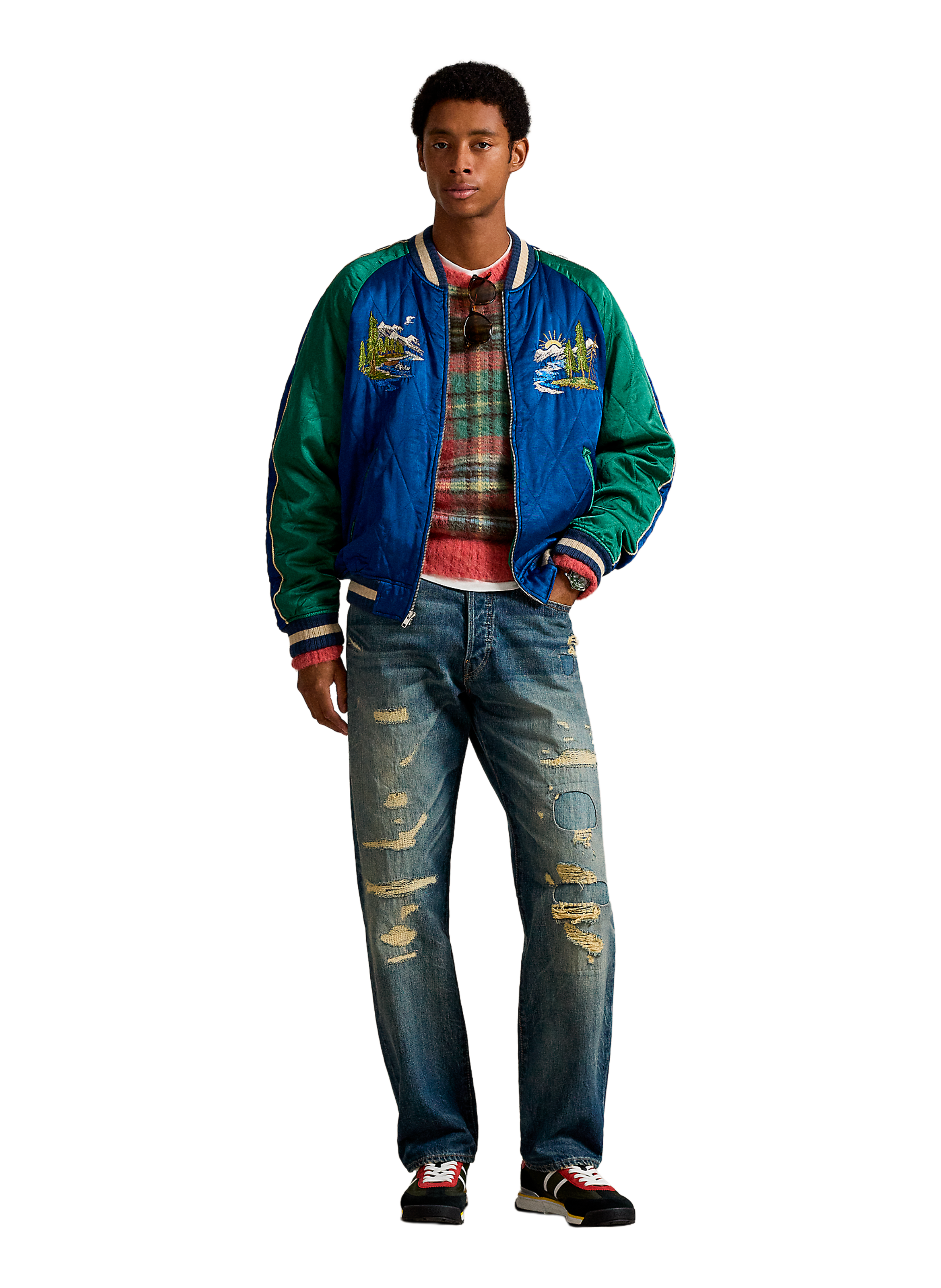 Blouson brodé POLO RALPH LAUREN Bleu