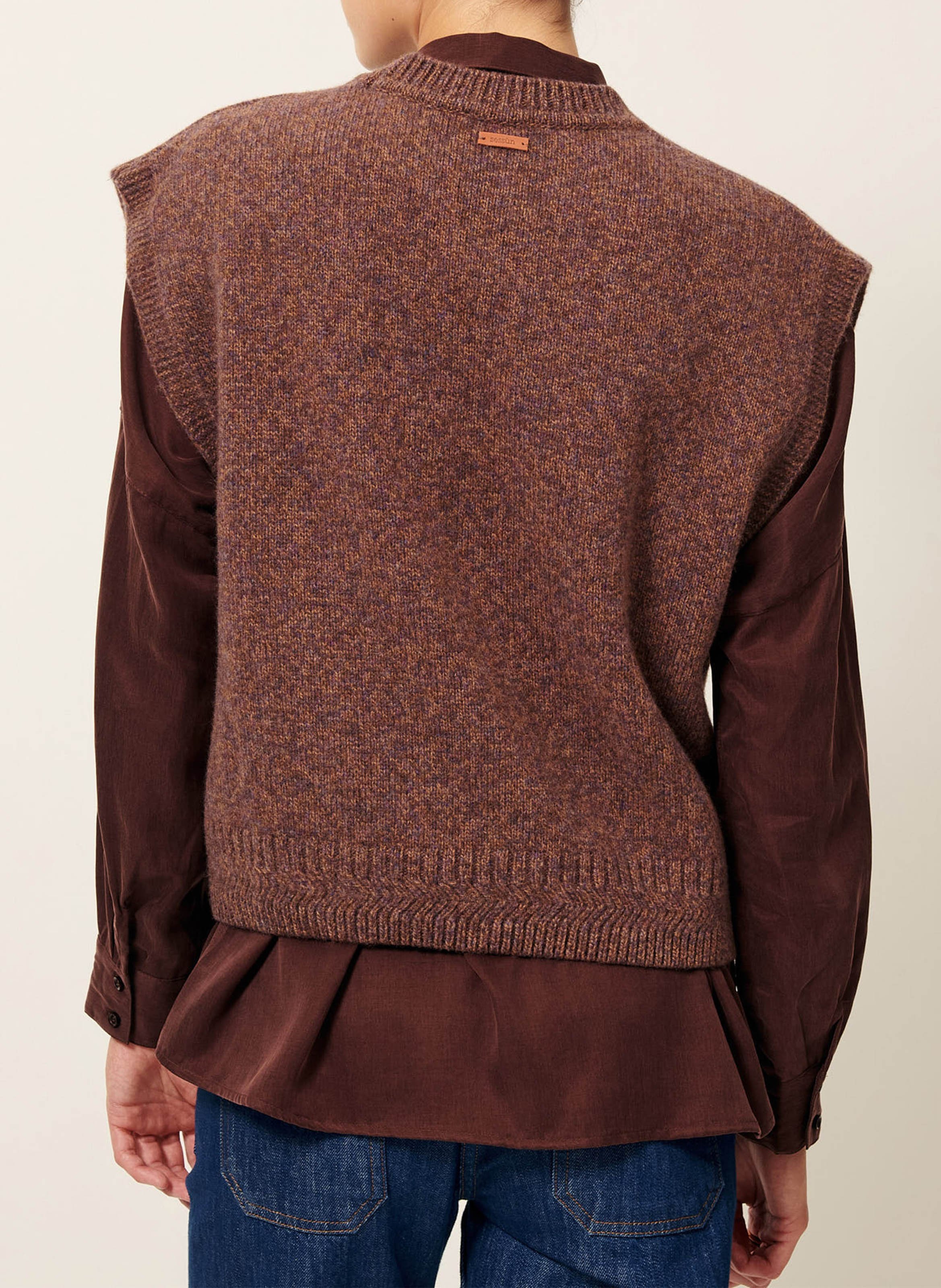 Pull sans manches en laine mérinos fabinino SESSUN Marron