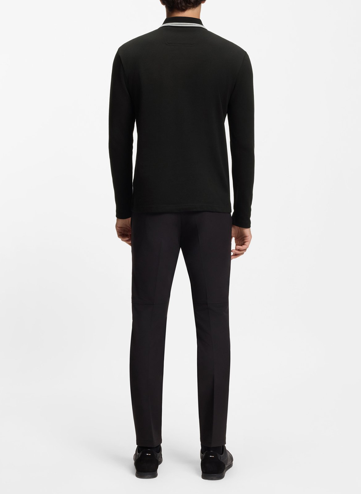 Polo manches longues en coton BOSS Noir