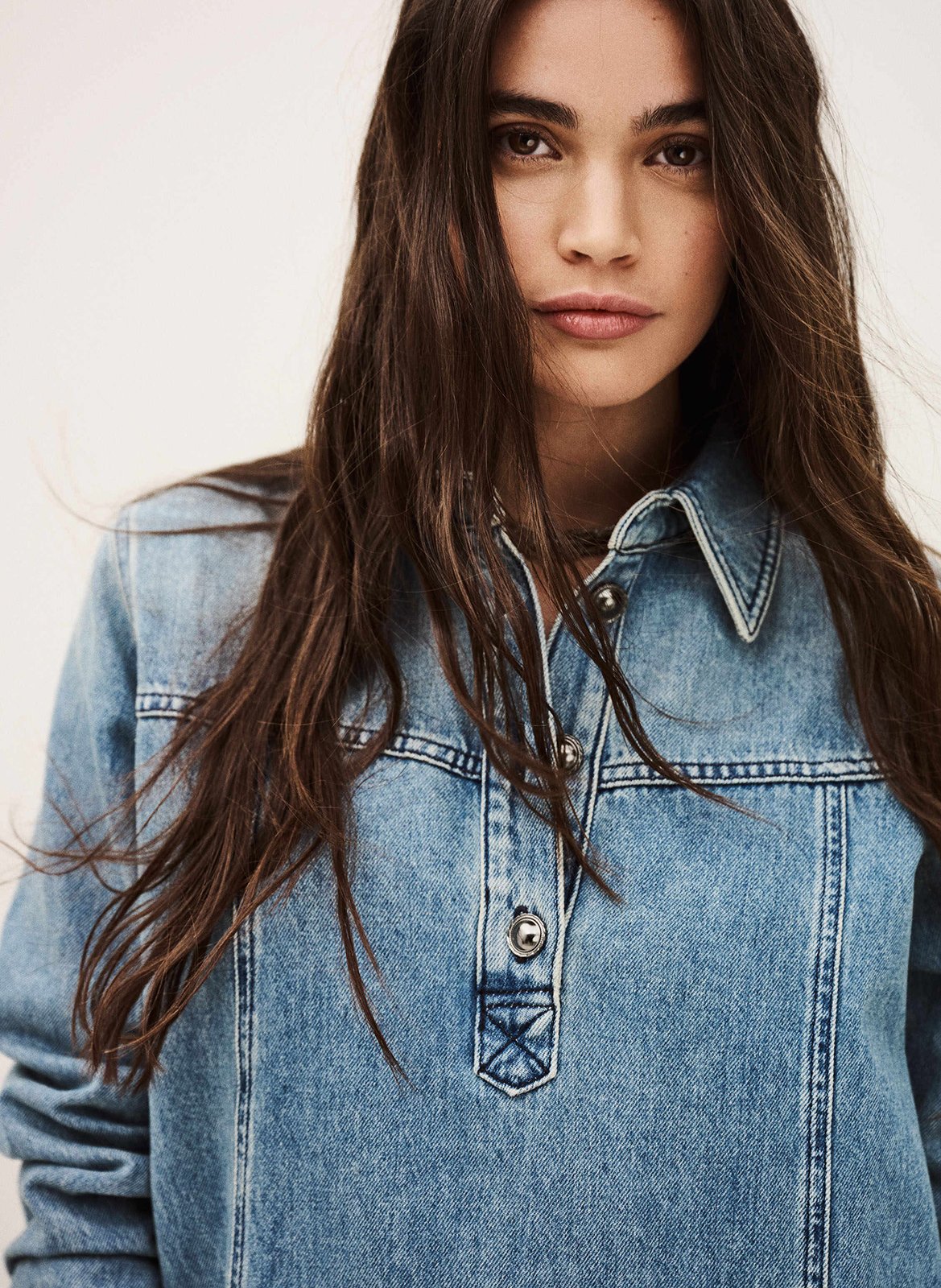 Robe courte chemise en jean tona BA&SH Bleu