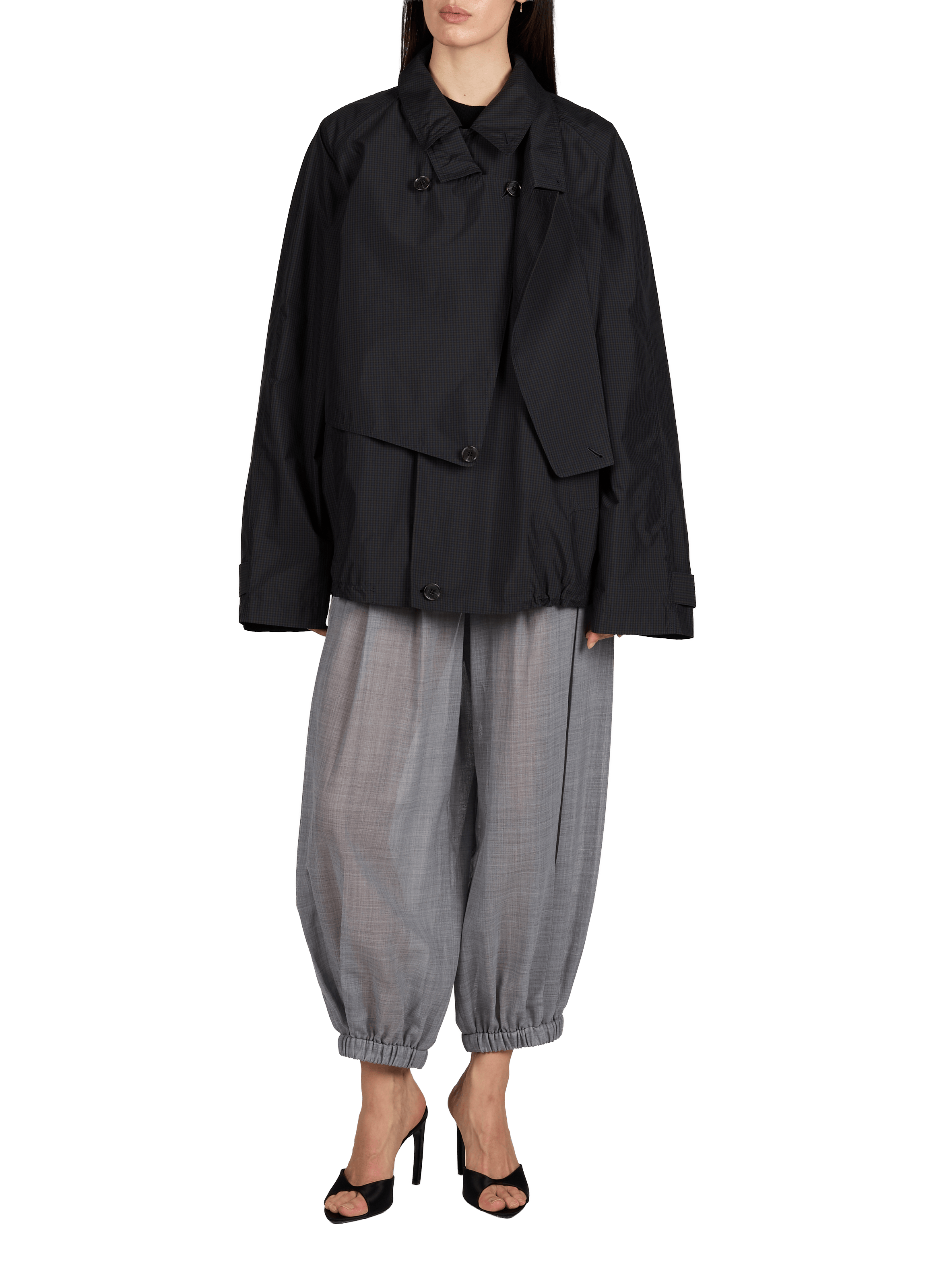 Printed cotton blend trench coat TIBI Blue