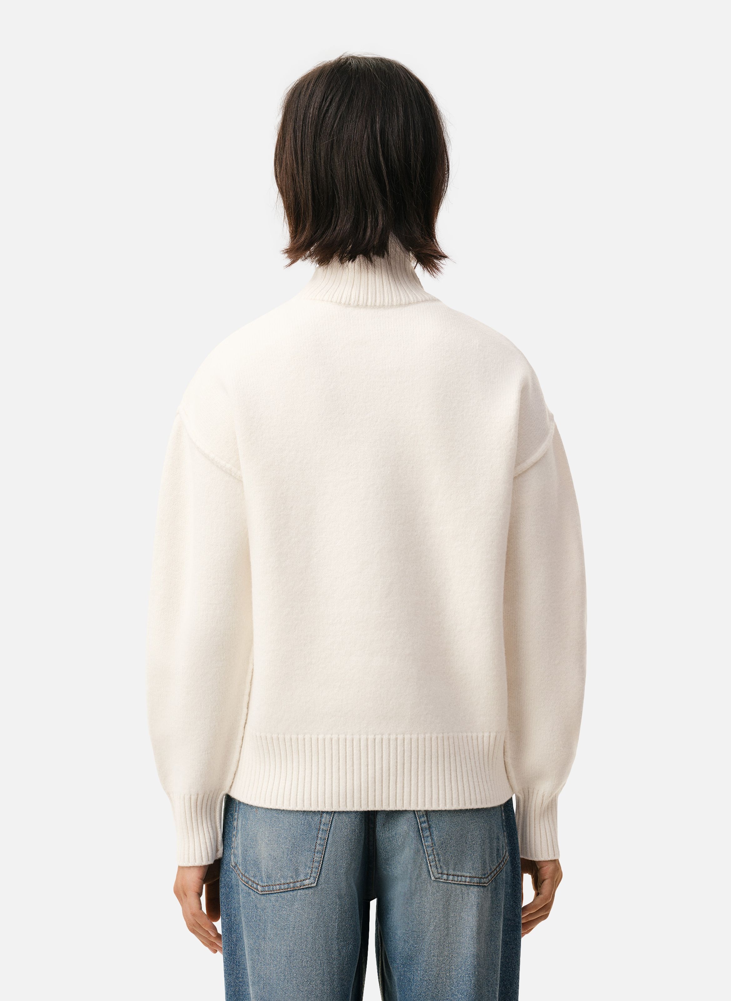 Pull Col Cheminée Ami De Coeur En Laine unisexe AMI PARIS Blanc