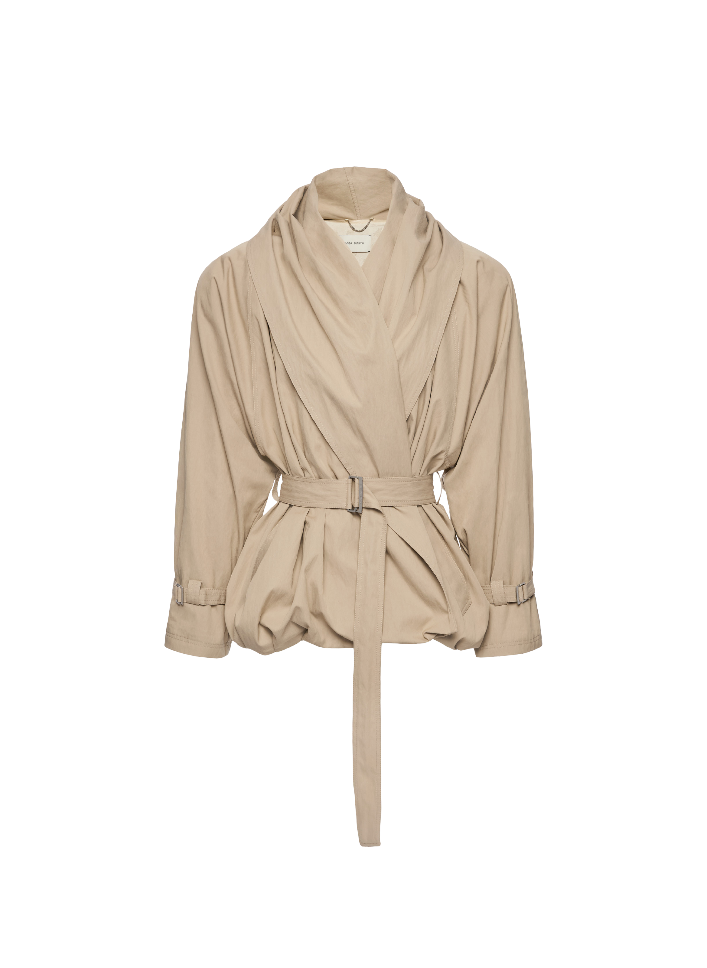 Jacket with belt in mixed cotton MAGDA BUTRYM Beige