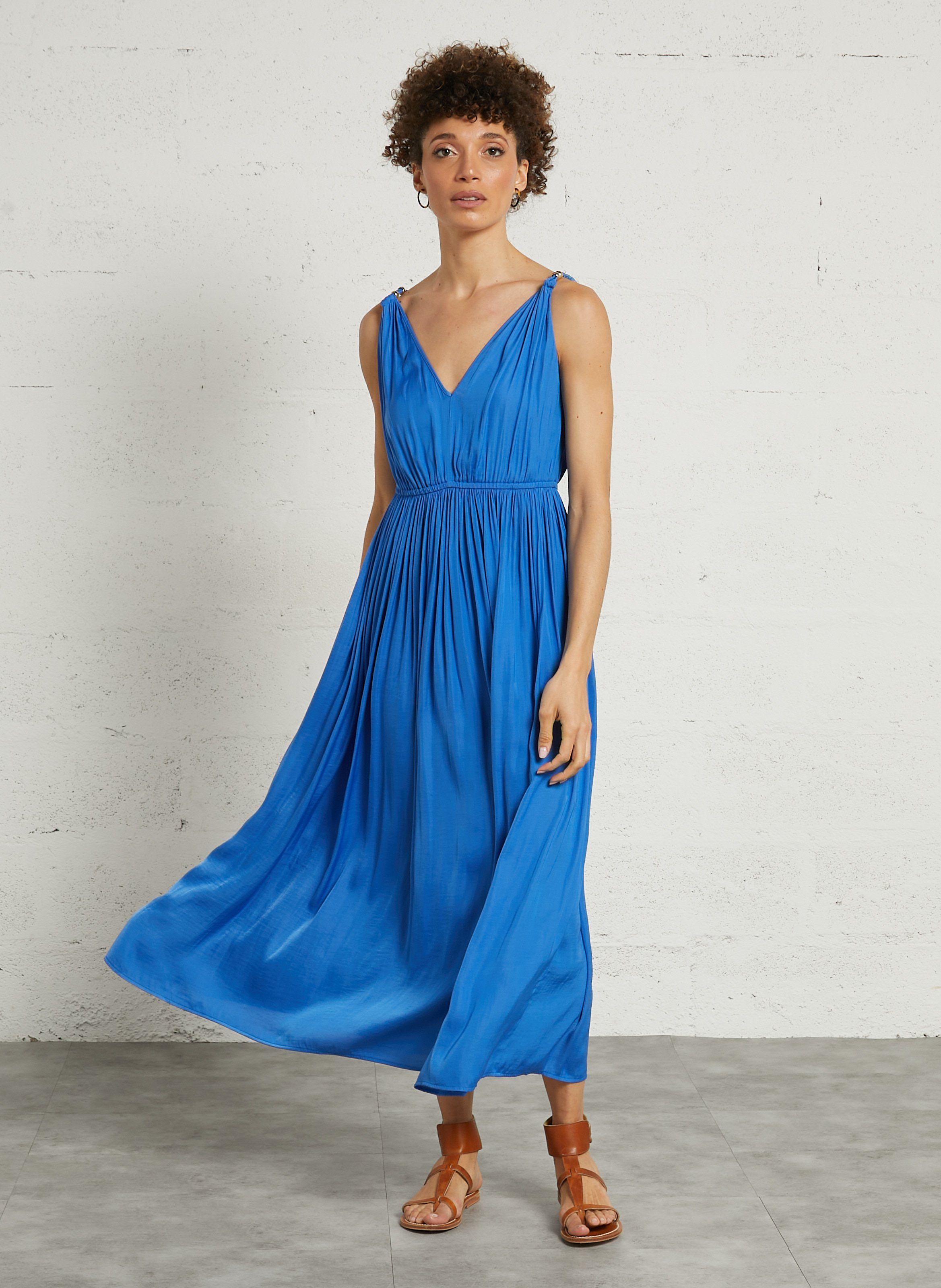 Robe longue plissée col v lisana MAISON 123 Violet