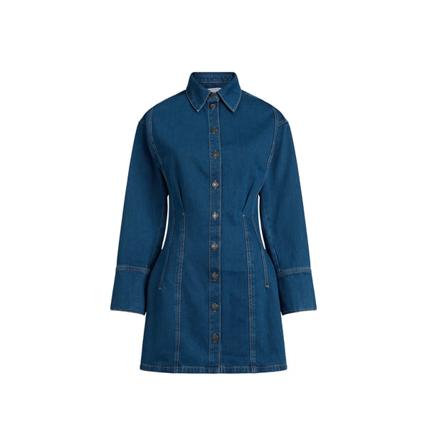 Robe denim courte boutonnée en coton Robe denim courte boutonnée en coton