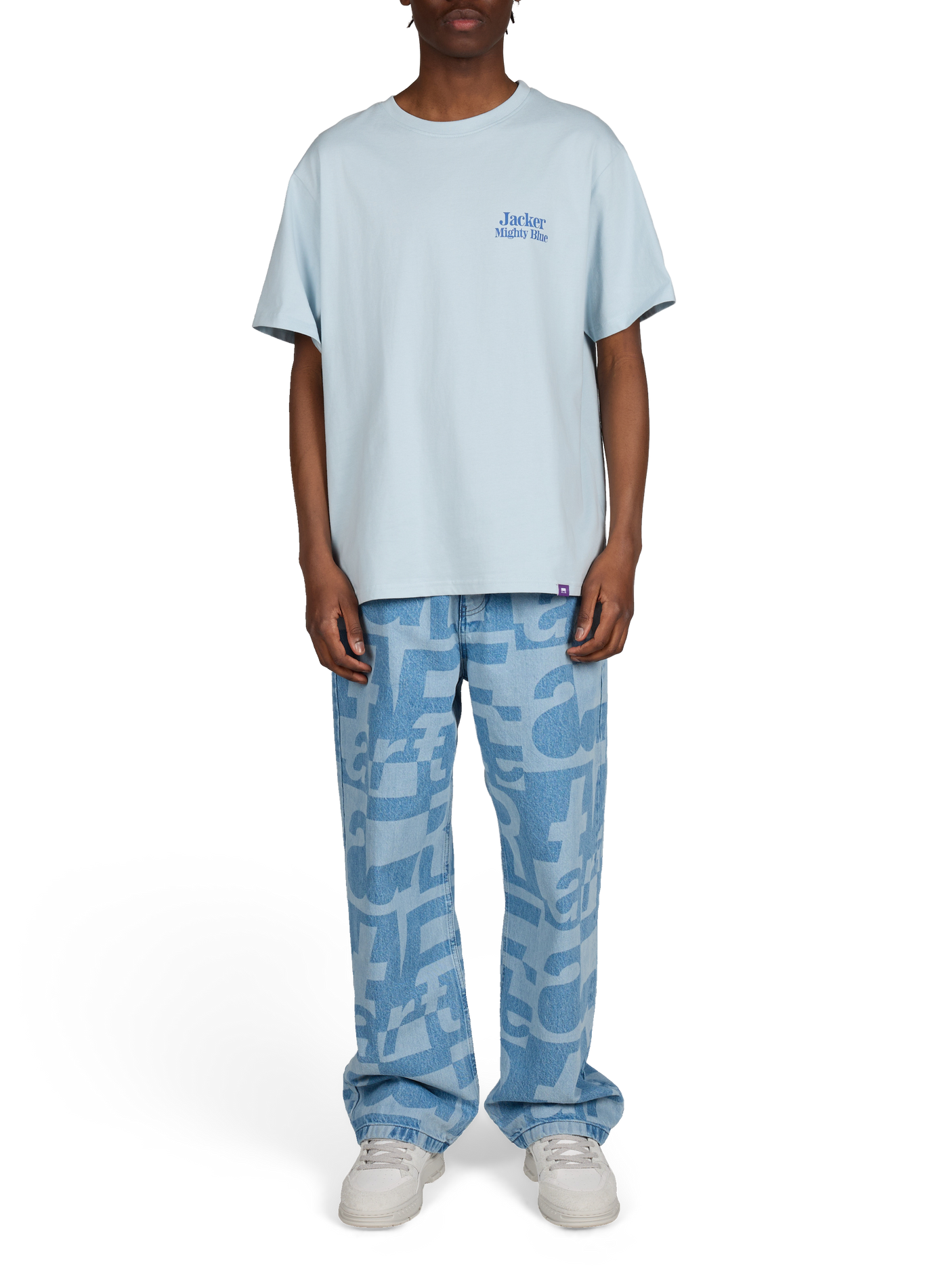 T-shirt droit imprimé en coton JACKER. Bleu