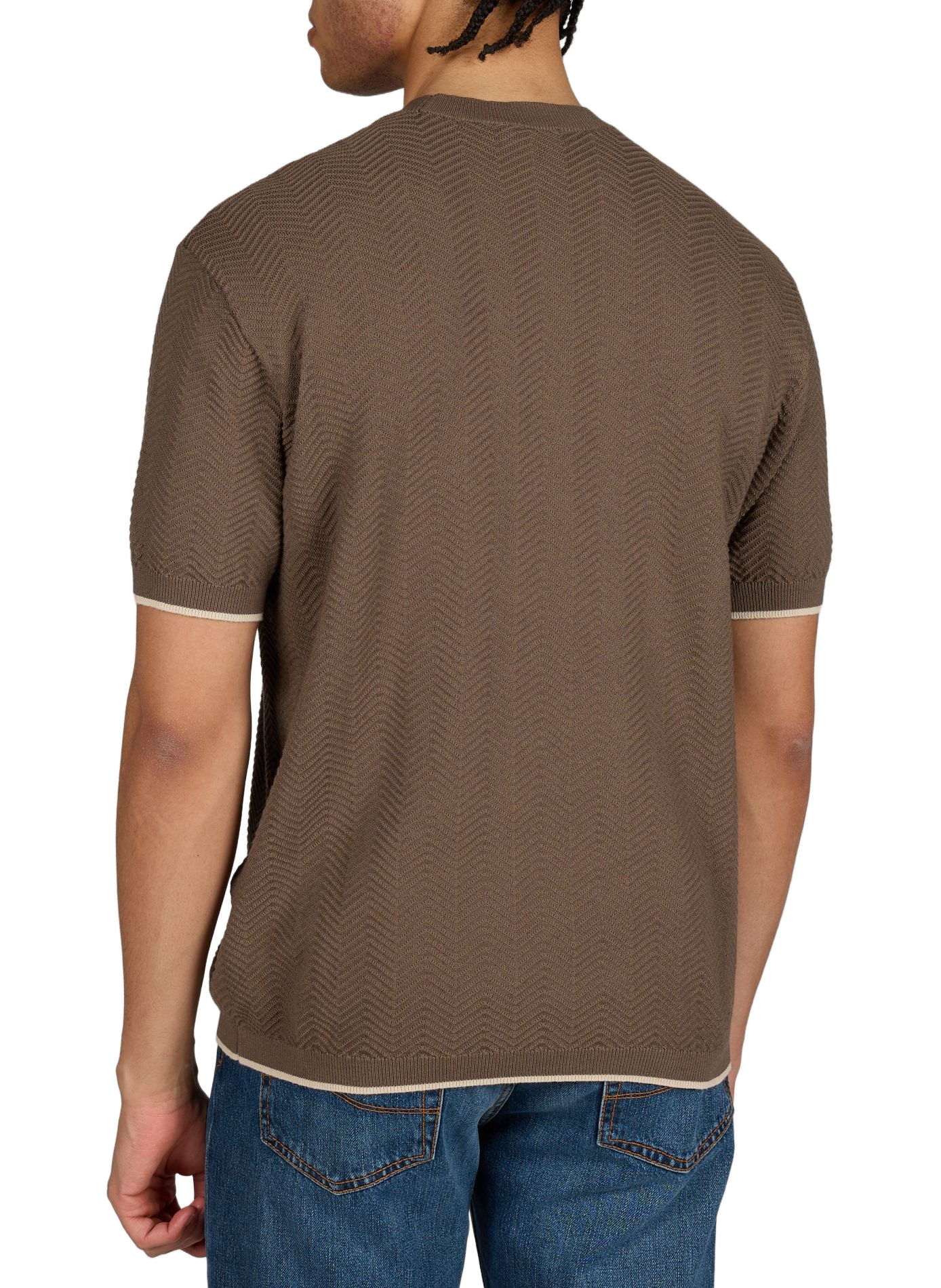 Round neck piqué cotton t-shirt EMPORIO ARMANI Brown